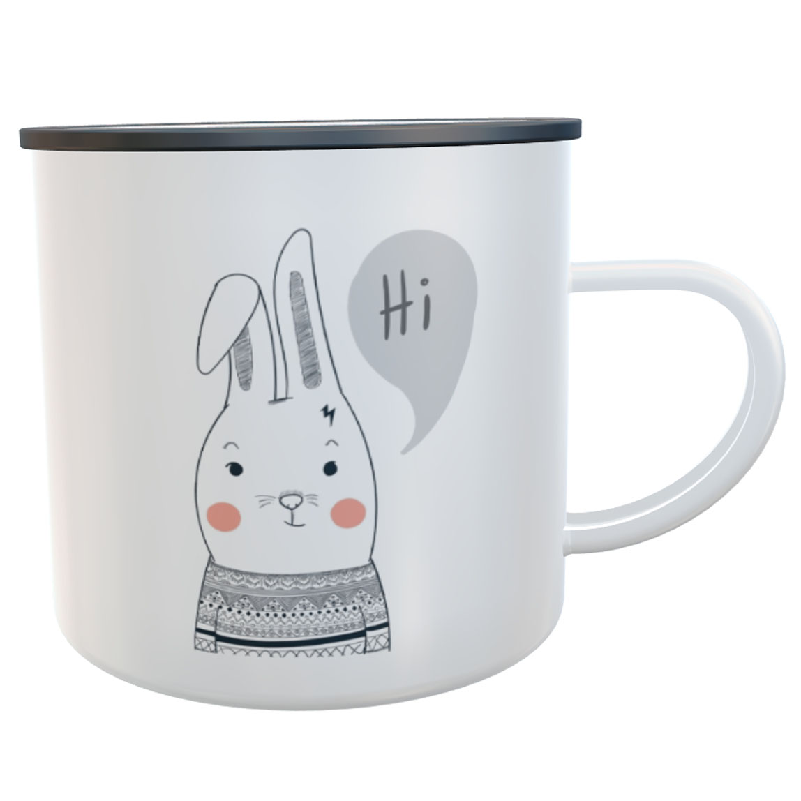 Emaille-Tasse Hase Spruch Hi