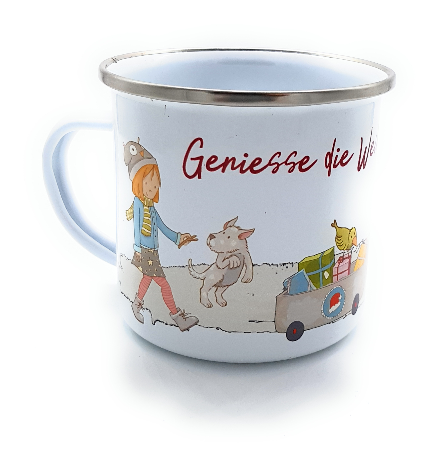 Emaille-Tasse Geniesse die Weihnachtszeit