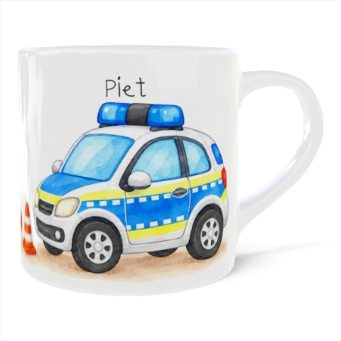 Personalisierte Kindertasse Polizeiauto mit Namen – 180 ml Kunststoff