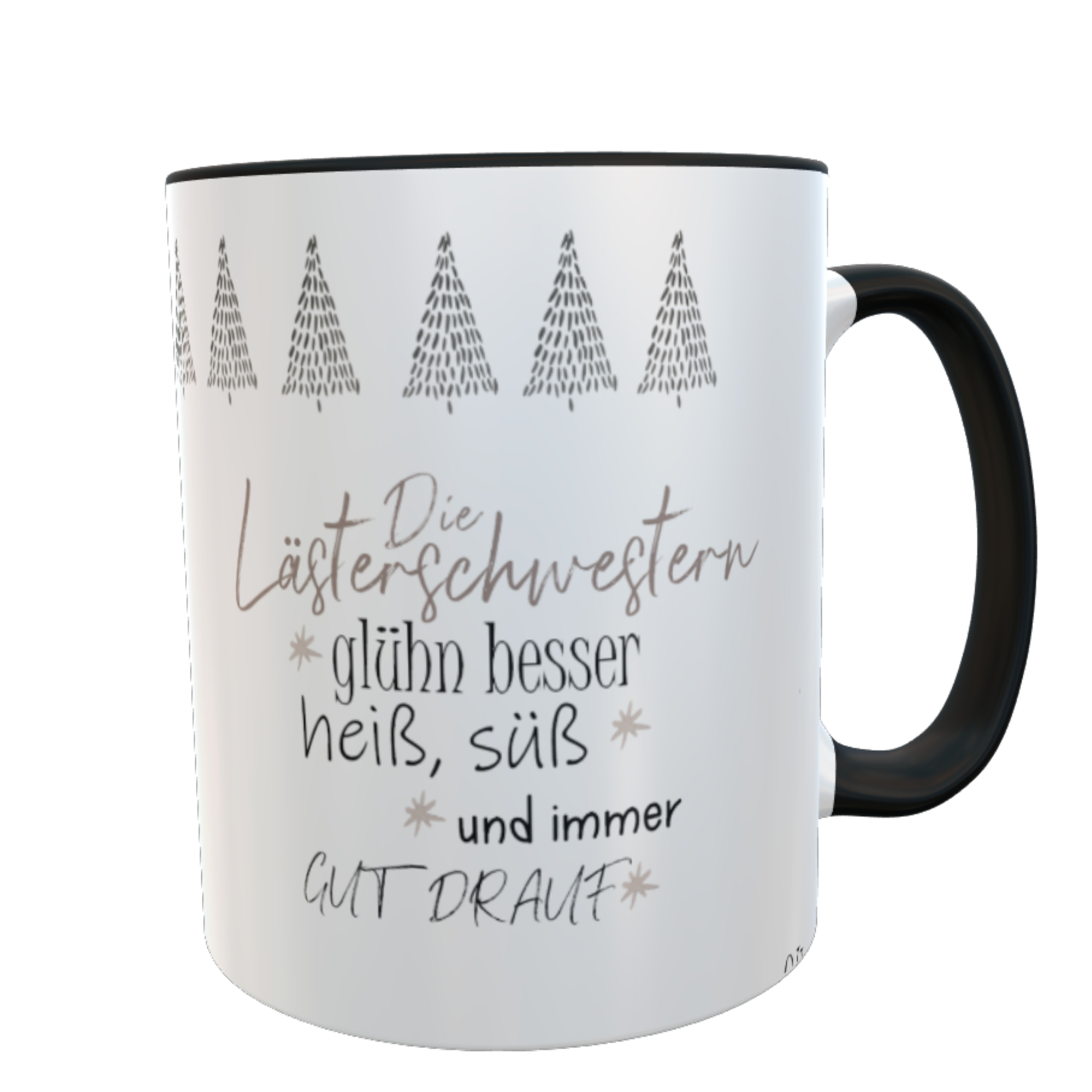 Personalisierte Glühweintasse Lästerschwestern– 330ml Becher für Advent, Lagerfeuer, Weihnachtsmärkte, Geschenk für Freundin & Kollegin