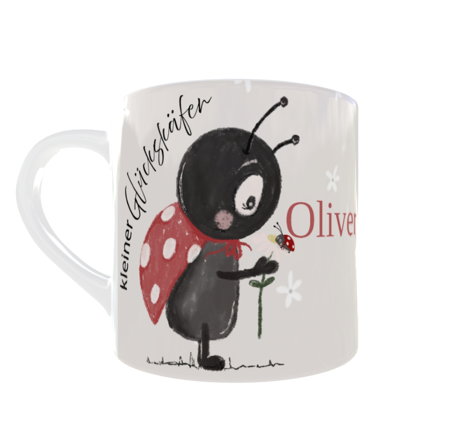 Personalisierte Glückskäfer Kindertasse mit Namen – 180ml Kunststoff Tasse für Kinder –