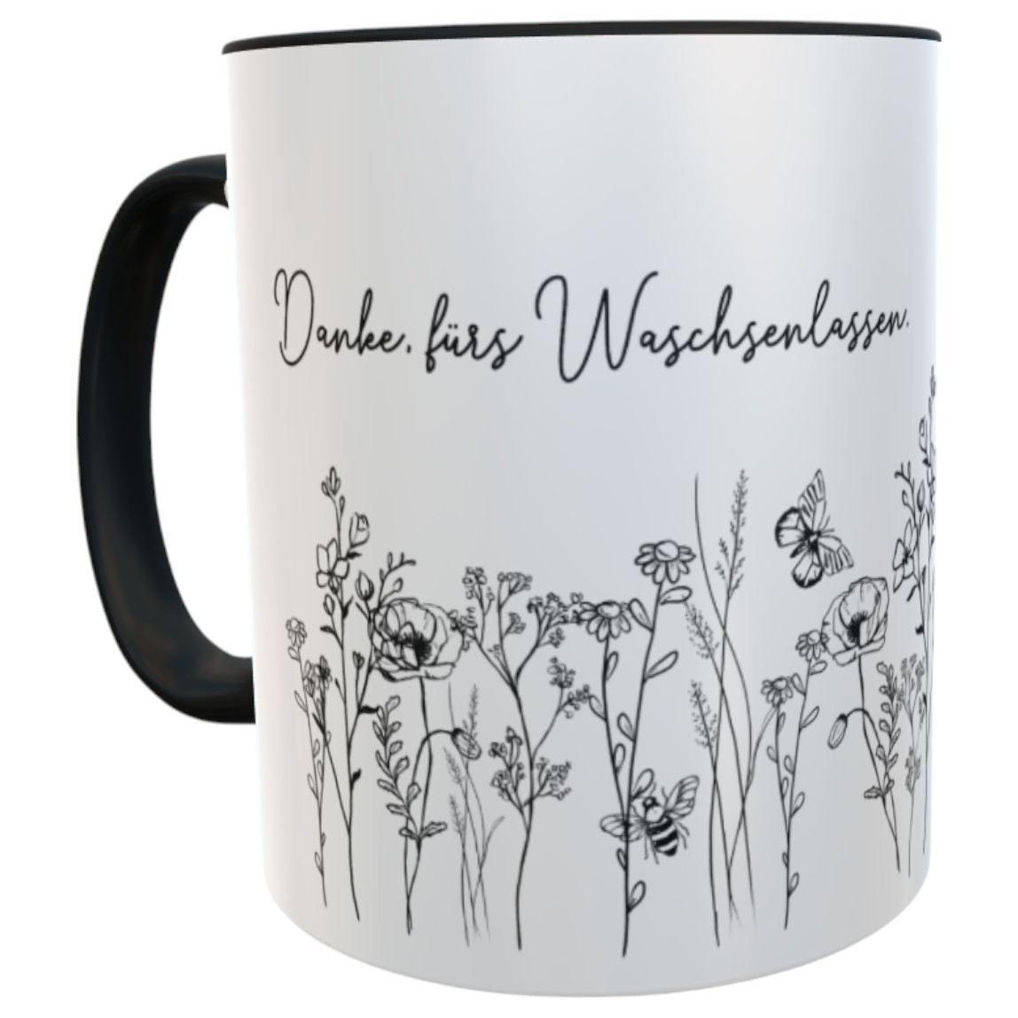 Personalisierte Tasse Erzieherin – Abschiedsgeschenk Kindergarten mit Name – Wildblumen-Tasse