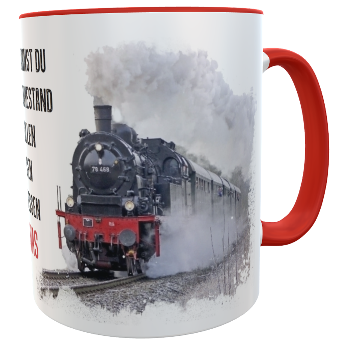 Kaffeetasse Dampflok Teebecher nostalgie Ruhestand mit Namen Rot