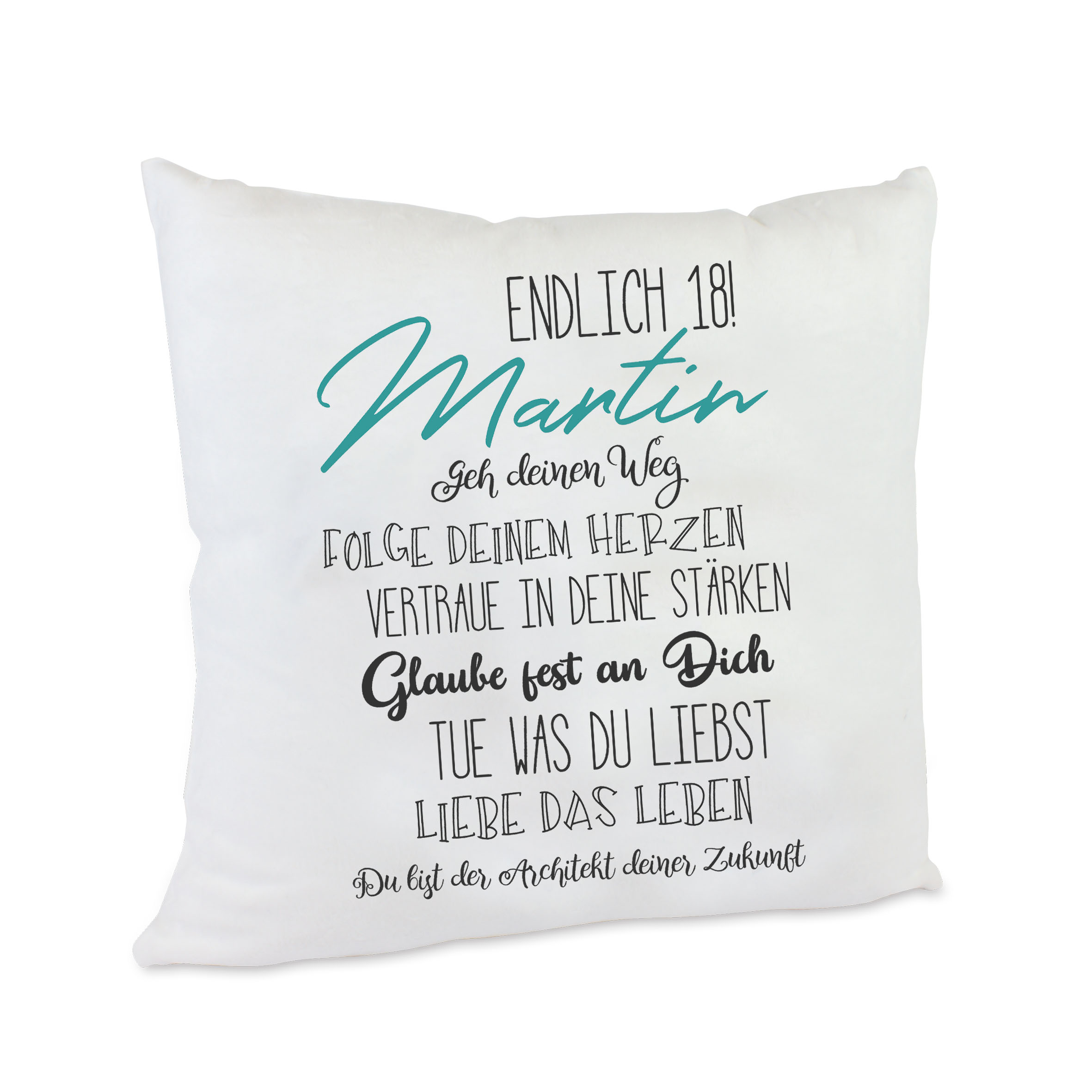 Kissen 18. Geburtstag mit Namen Geschenk mit tollen Sprüchen