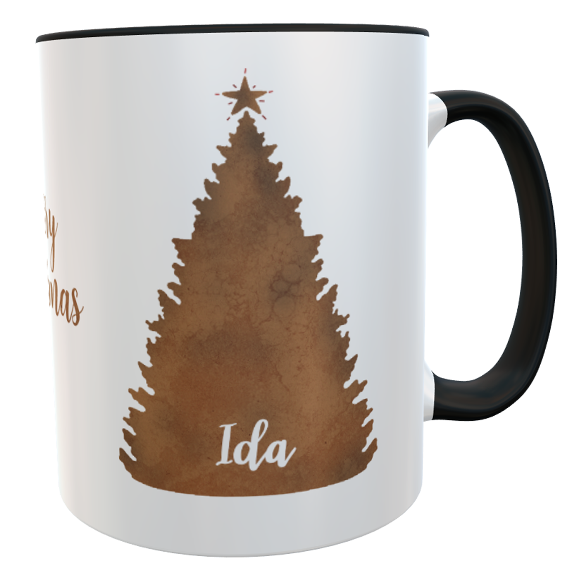 personalisierte Tasse Spruch Merry Christmas Tannenbaum rostig