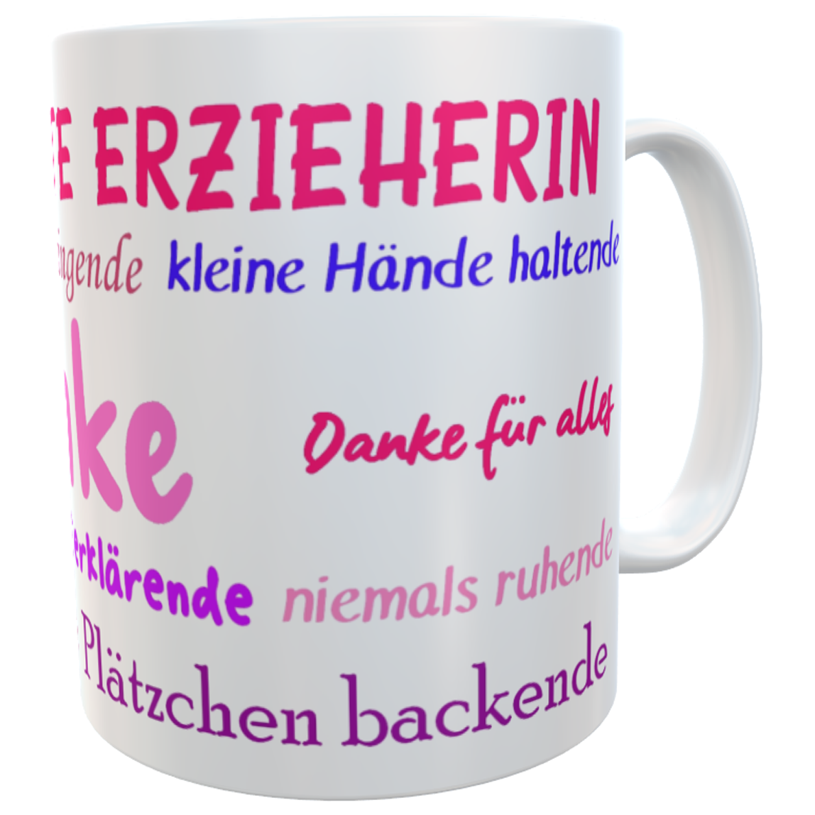 Tasse Kindergärtnerin-Erzieherin mit Wunschnamen - Abschiedsgeschenk
