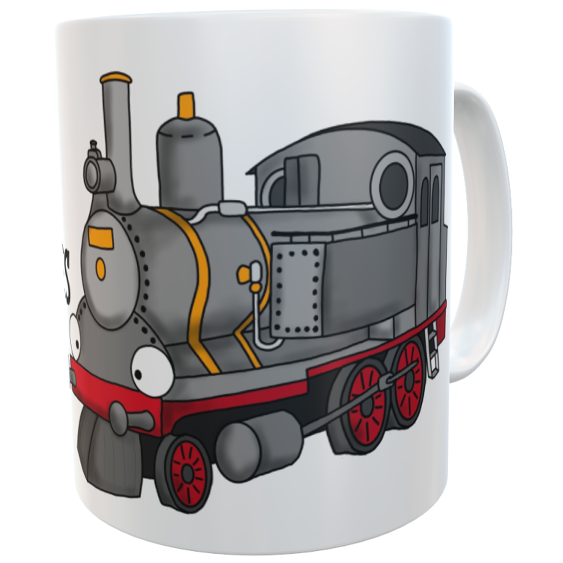 Kindertasse Eisenbahn Dampflok mit Wunschname Keramik