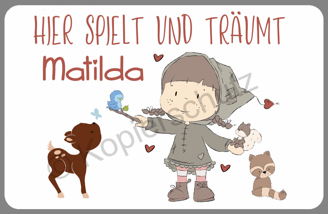 Türschild Waldmädchen mit Wunschname