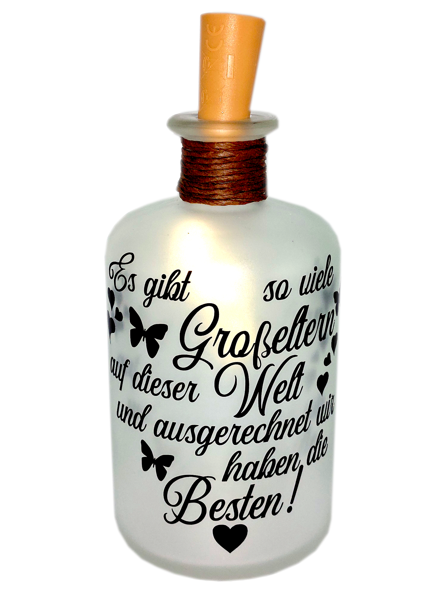 LED-Leuchtflasche allerbeste Großeltern Geschenk Mama Oma Opa Geschenkflasche