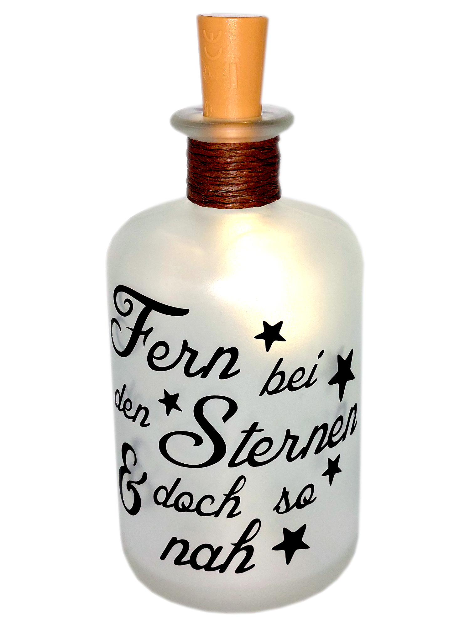 LED-Leuchtflasche Trostlkerze Spruch Fern
