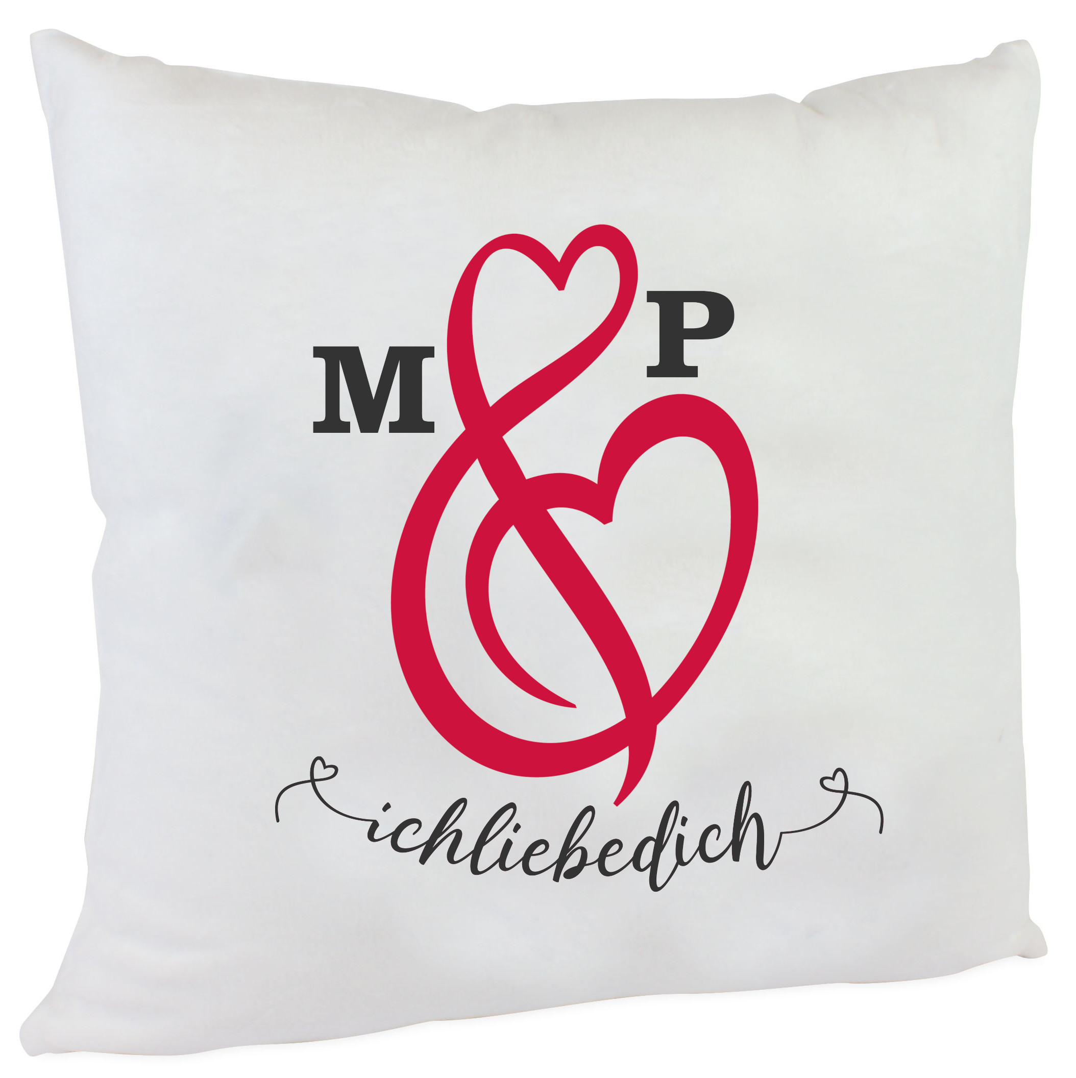 personalisiertes Kuschelkissen Valentinsschleife & mit Namen