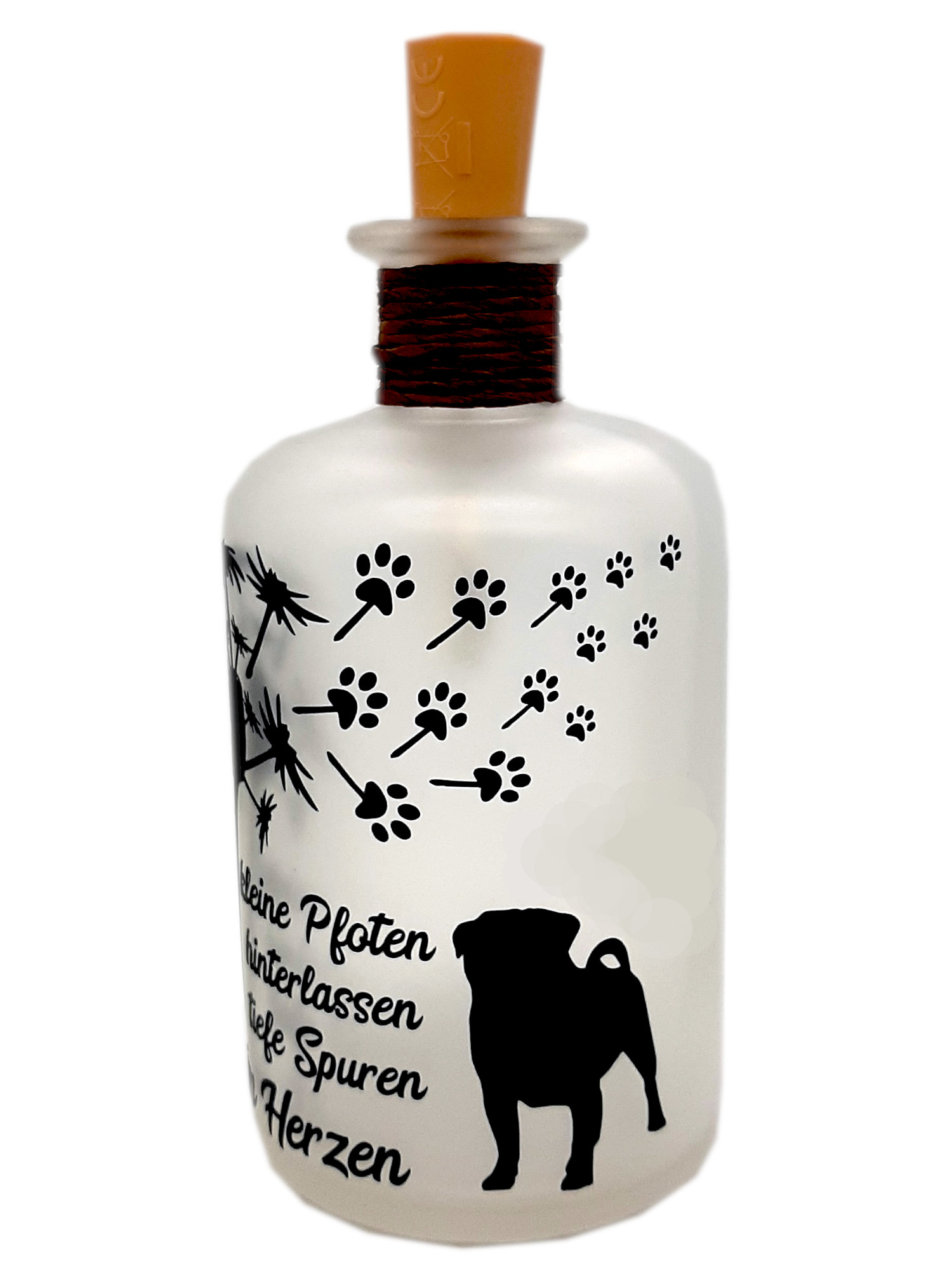 LED-Leuchtflasche Trauer Mops Haustier Hund Pug