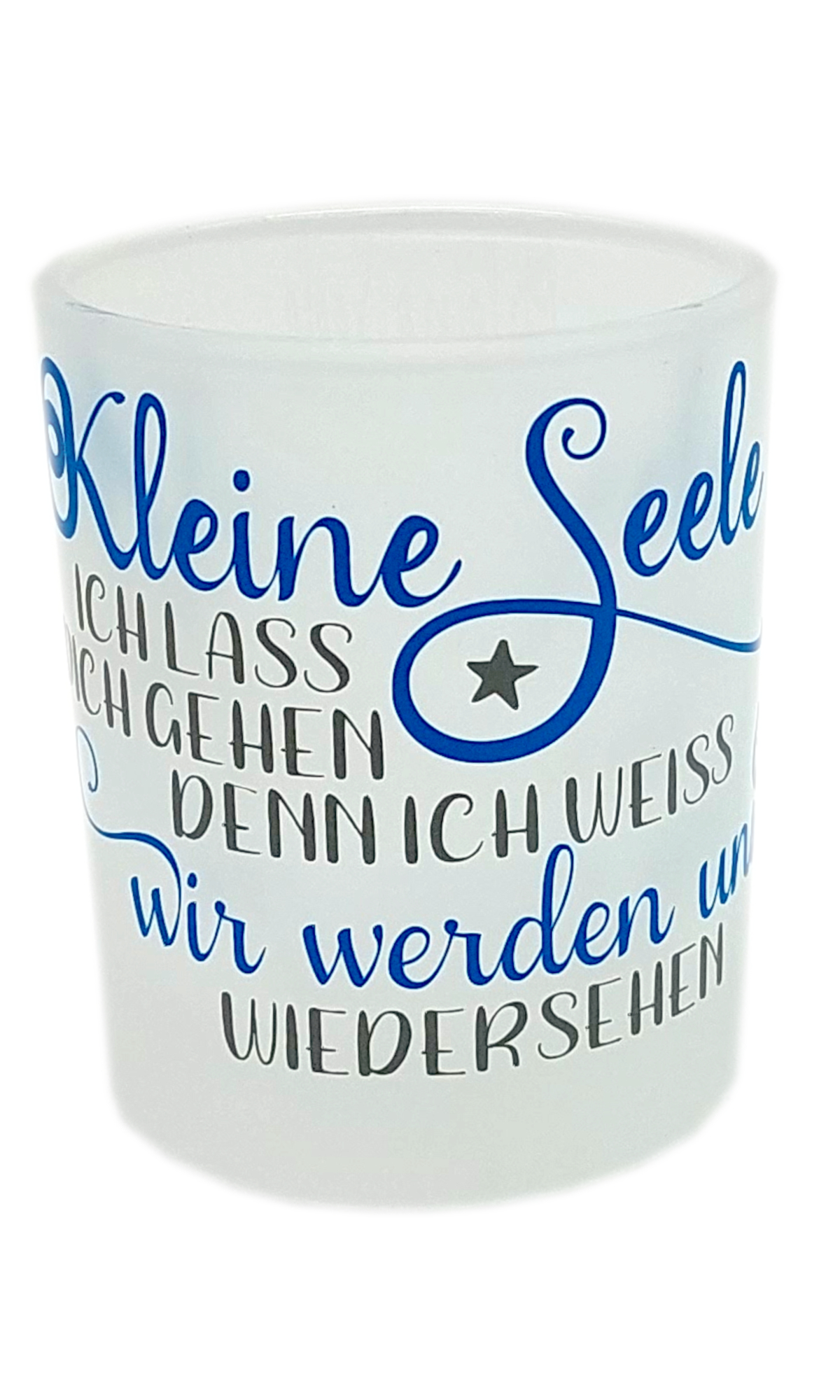 Teelicht für Sternenkinder Trauerkerze Engel blau
