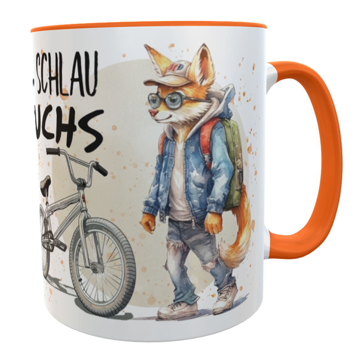 Lustige Schulkind-Tasse Fuchs mit Wunschname