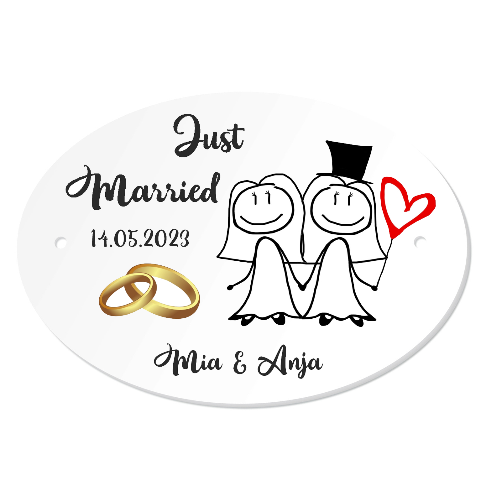 Personalisiertes Schild zur Hochzeit - LGBTQ - Lesben - Pride