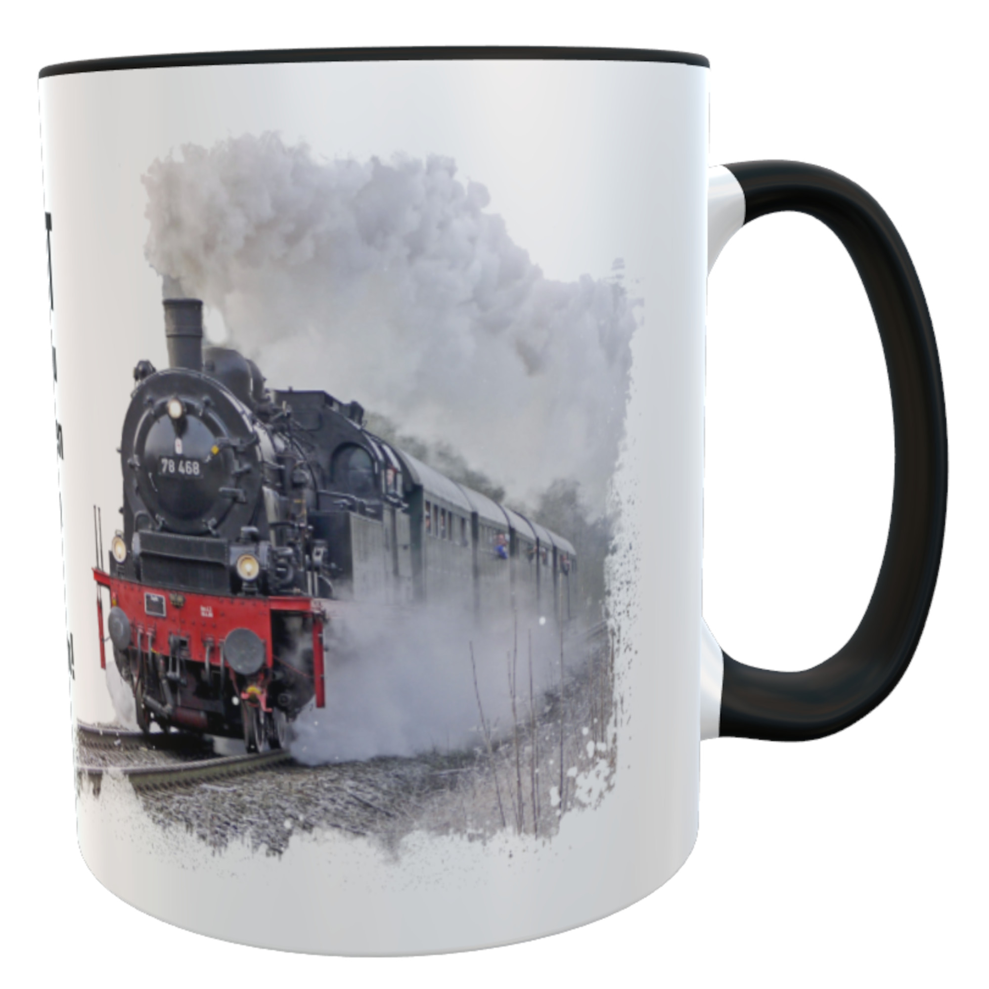 Kaffeebecher Dampflok nostalgie Ruhestand Leben geniessen mit Namen
