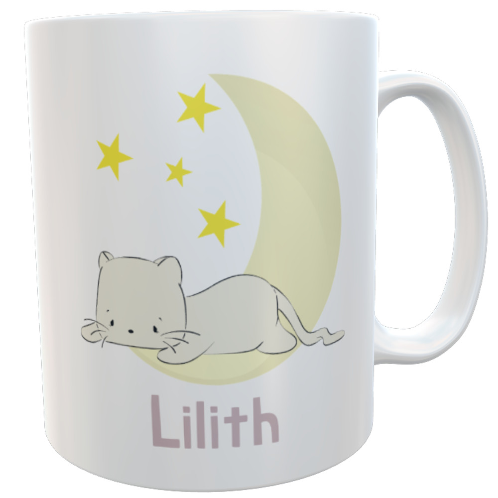 Kindertasse Katze Kunststoff personalisiert Kindergartenkind emmapünktchen, inkl. Geschenkverpackung