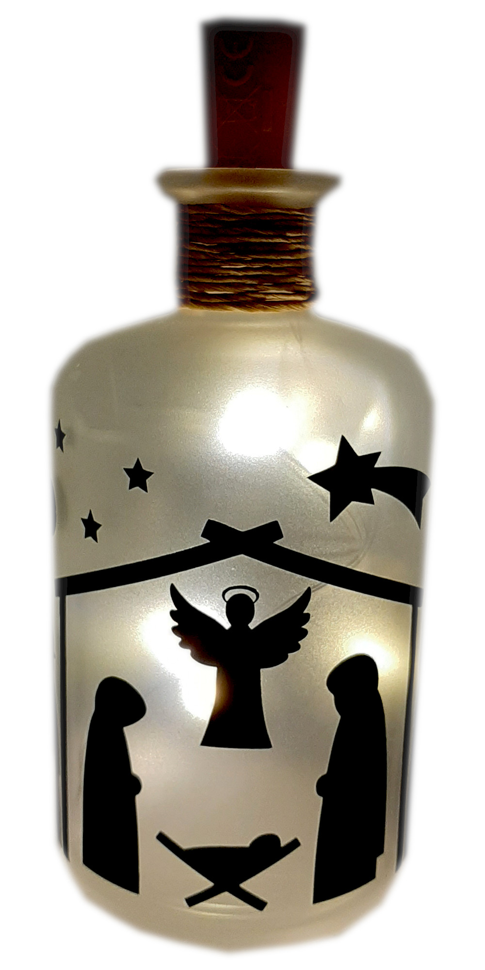 LED-Leuchtflasche Weihnachtskrippe schwarz