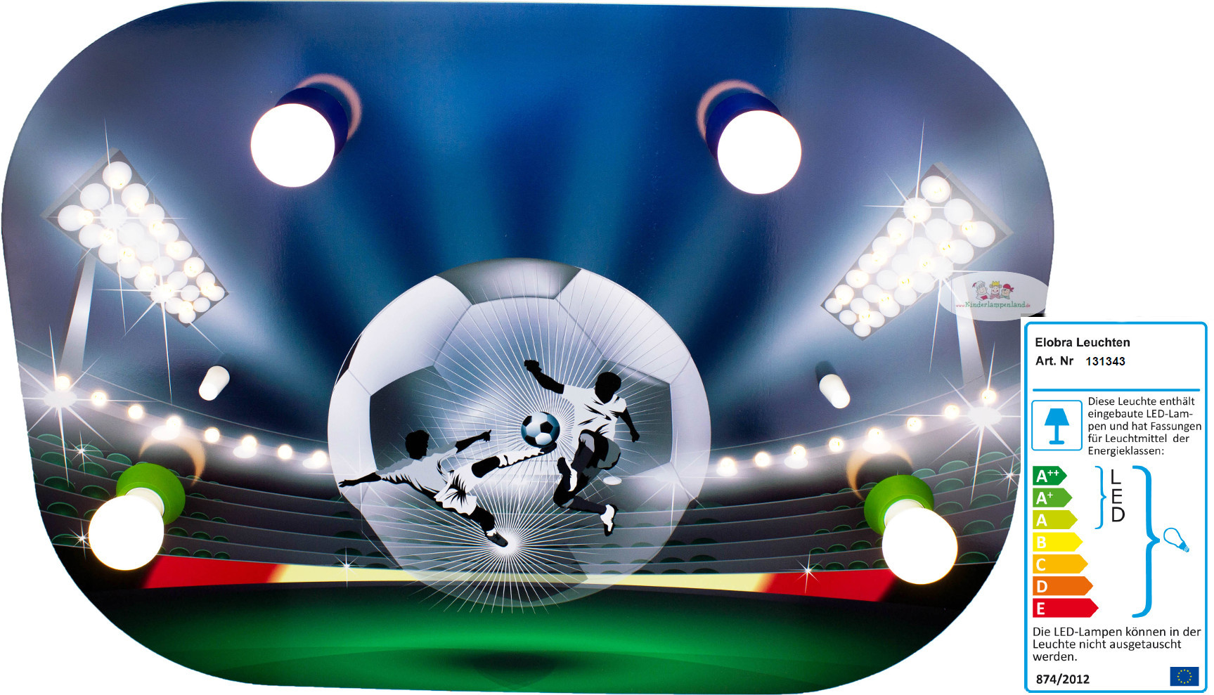 LED Kinderlampe Fussball-Stadion mit Flutlicht