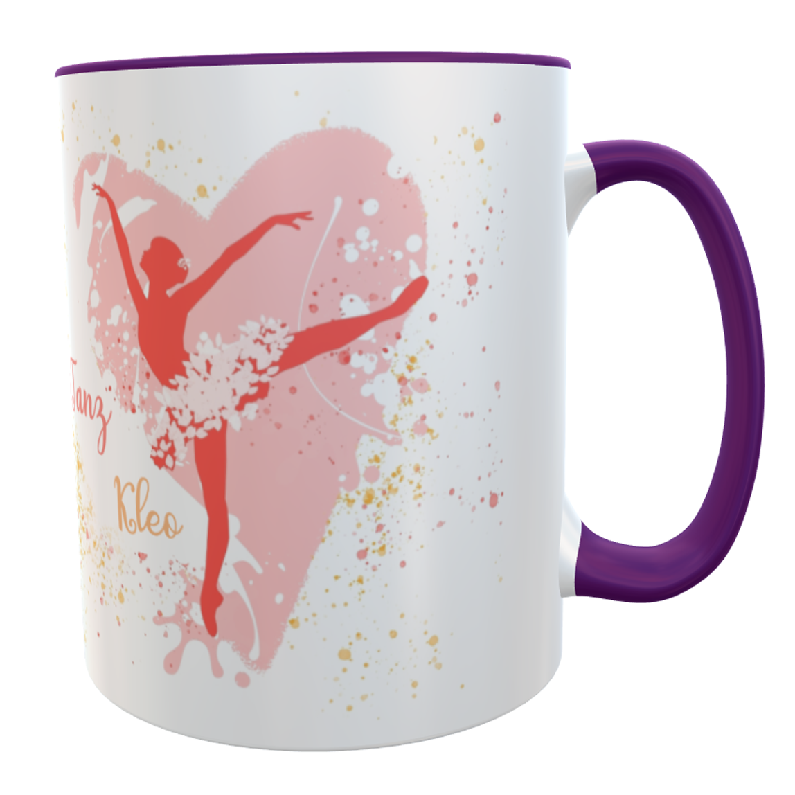 Tasse tanzende Ballerina Ballett - personalisiert Kaffeetasse lila/rosa Wunschname