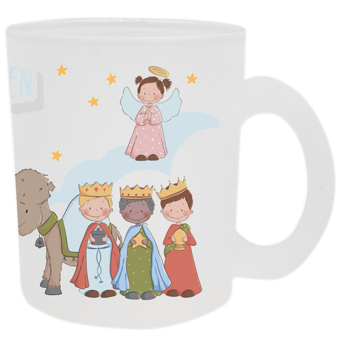 Kinder-Tasse Weihnachtstasse Weihnachtskrippe Krippenfiguren mit Wuschnamen