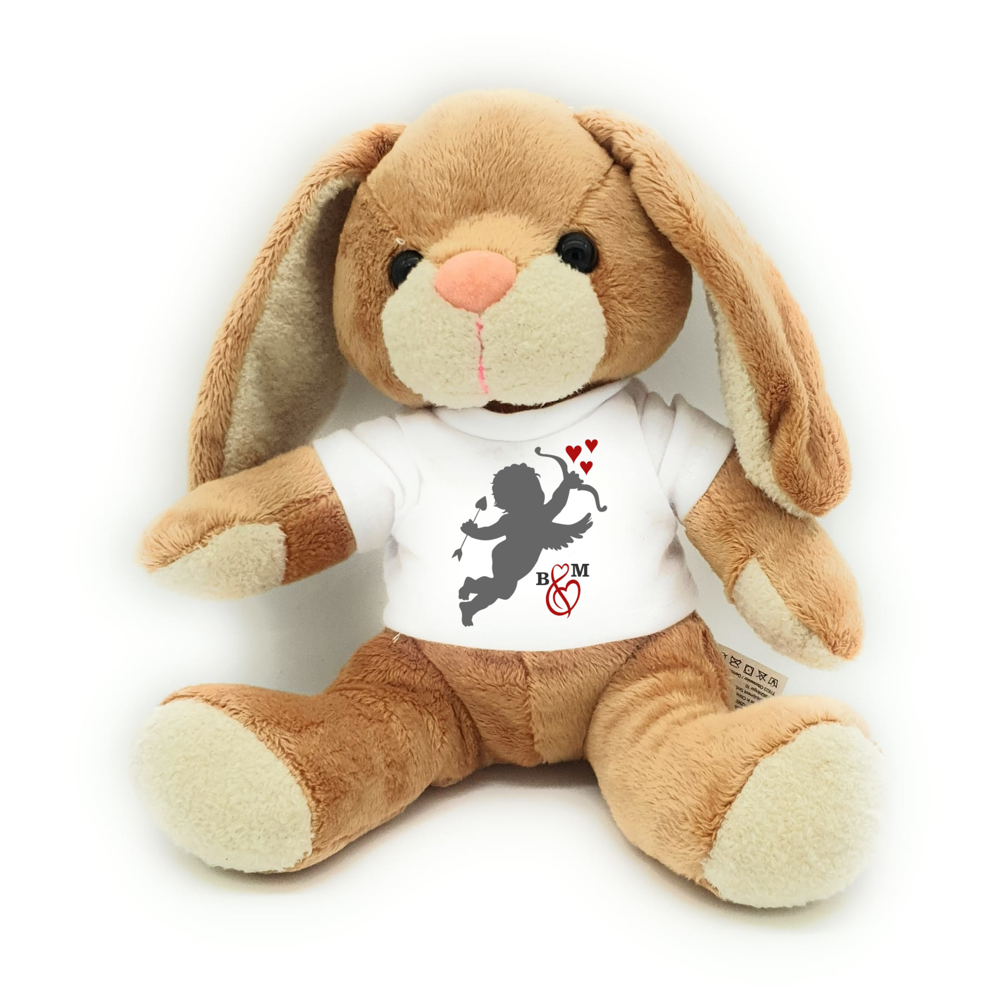Valentinsgeschenk personalisiertes Kuscheltier Hase - Amor mit Namen