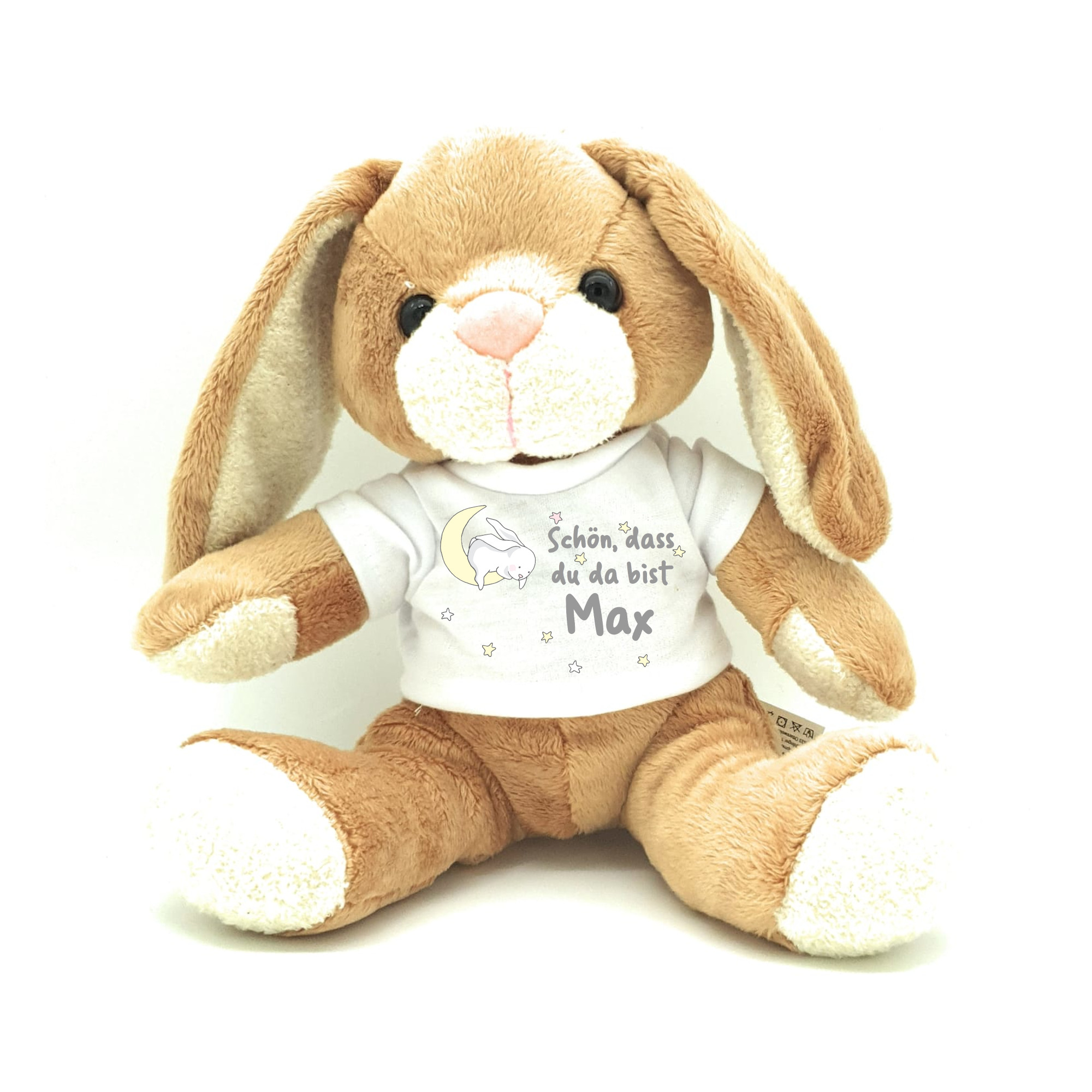 personalisierter Hase Kuscheltier zur Geburt mit Wunschname