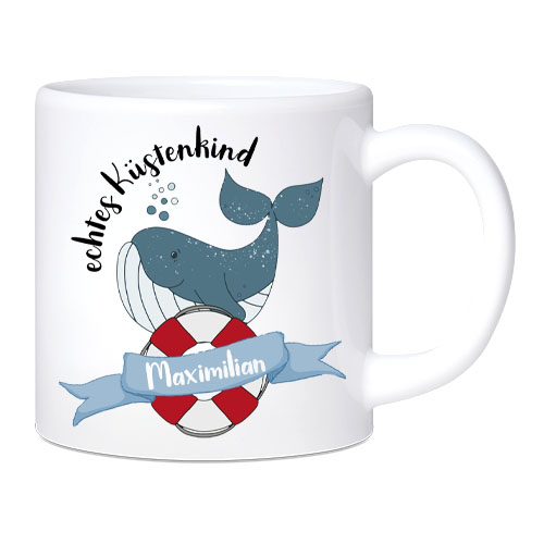 Kindertasse Kunststoff Wal- personalisiert 180ml