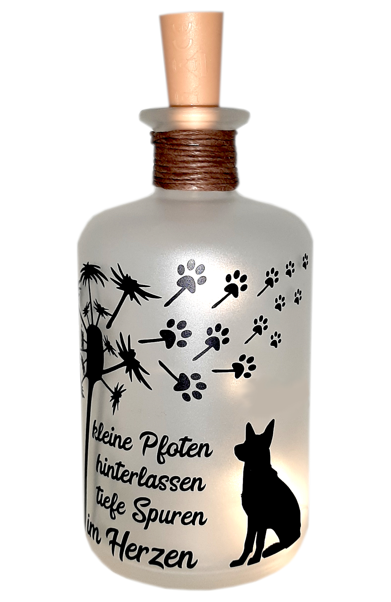 LED-Leuchtflasche Trauer Haustier Hund