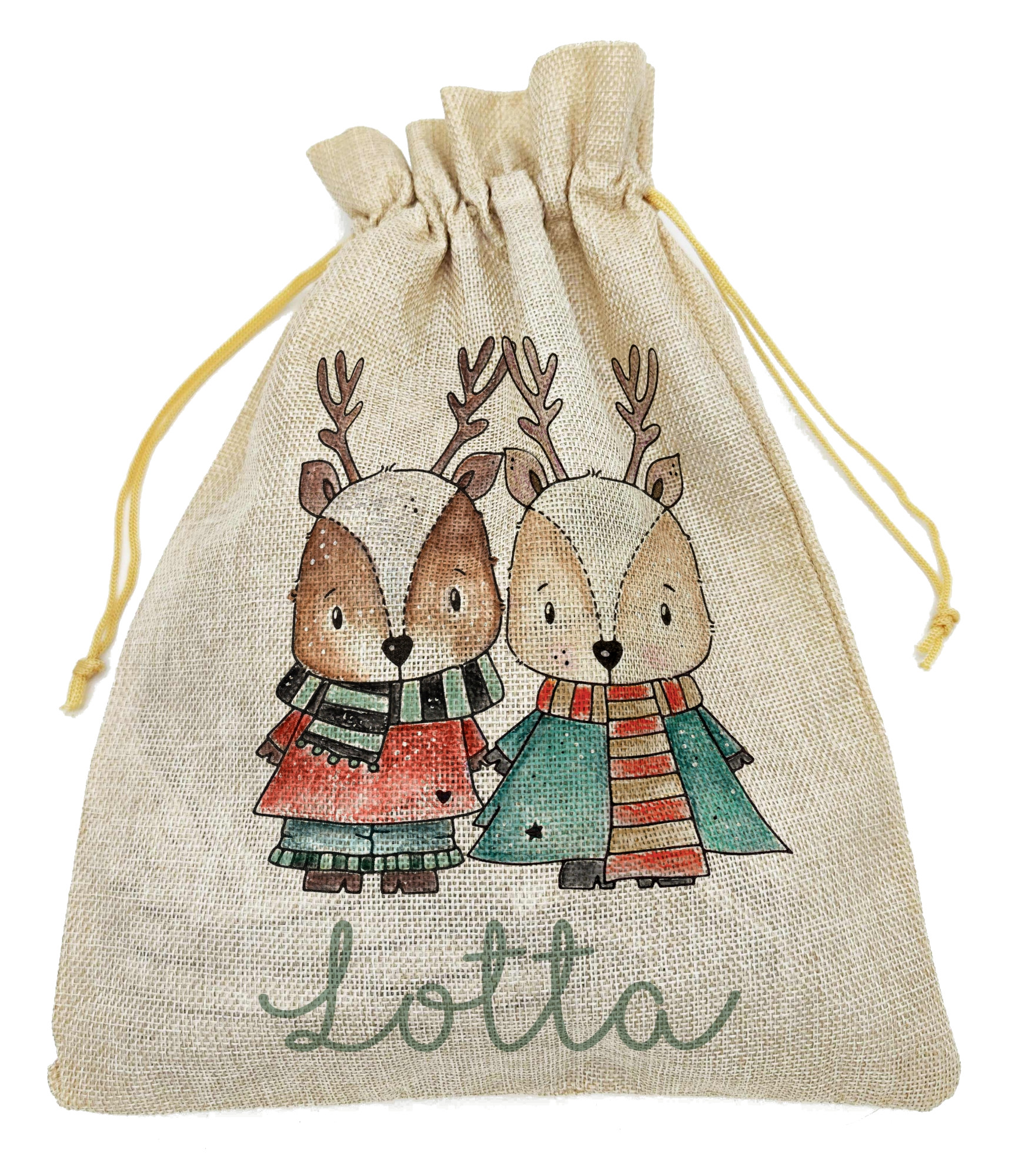 Nikolaussack Reh mit Namen Weihnachten personalisierte Verpackung