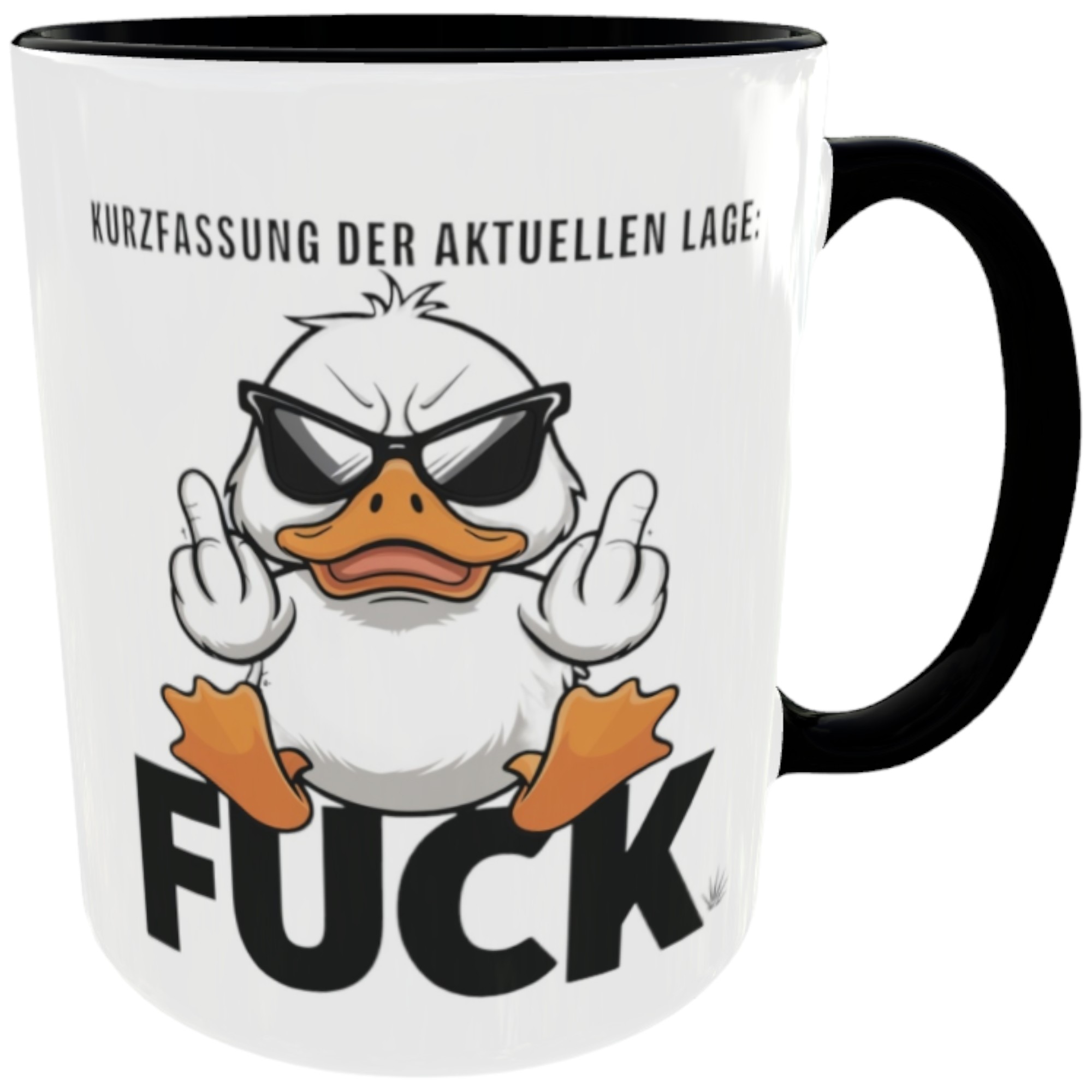 Lustige Kaffeetasse "Kurzfassung der aktuellen Lage - FUCK" – Ein freches Statement für deinen Alltag