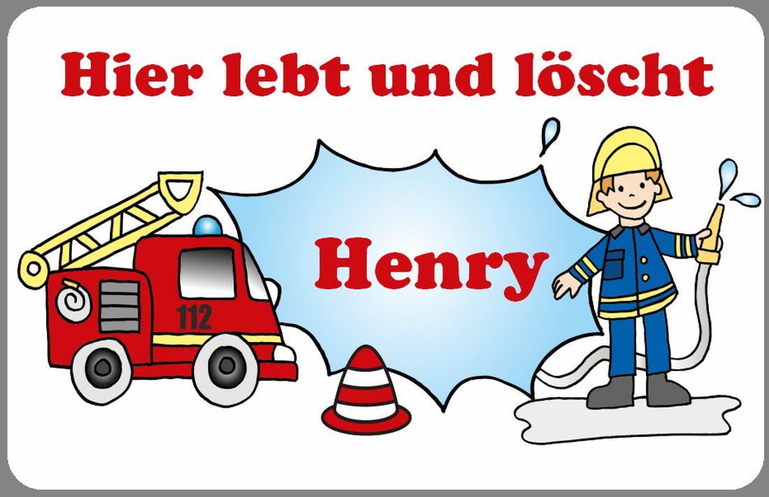 Türschild Feuerwehr mit Wunschname