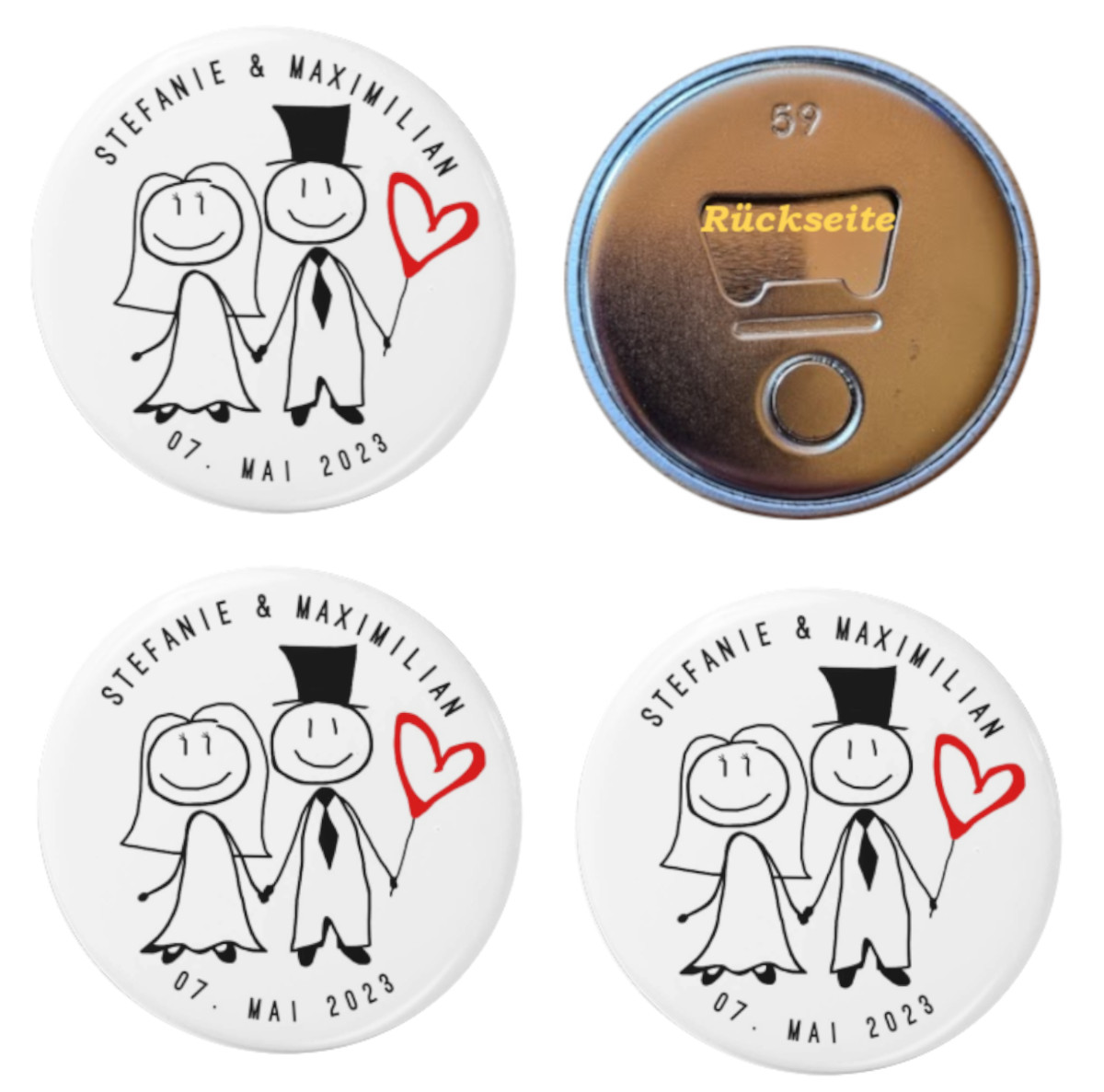 3 Magnet-Flaschenöffner Tischdeko Hochzeit Gast-Geschenke Kühlschrankmagnet