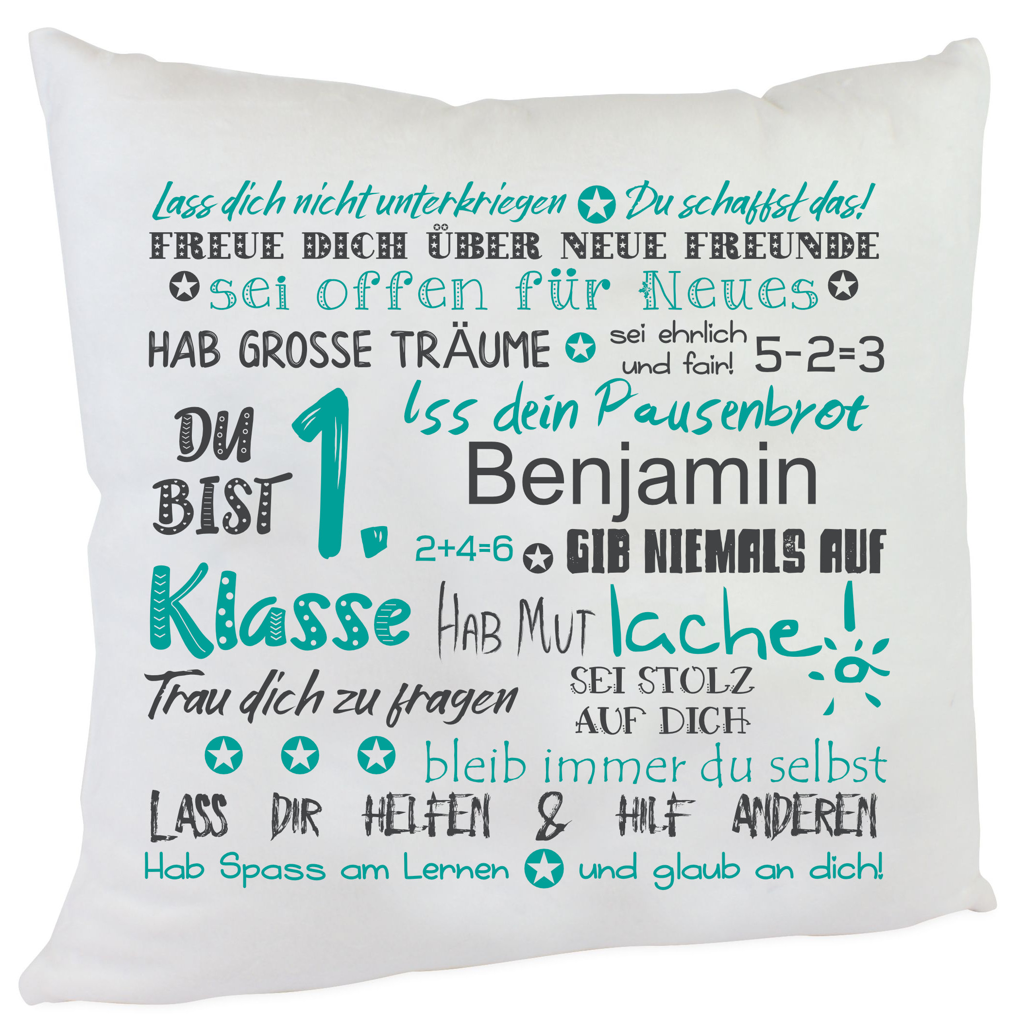 personalisiertes Kissen zur Einschulung Junge du bist 1. Klasse