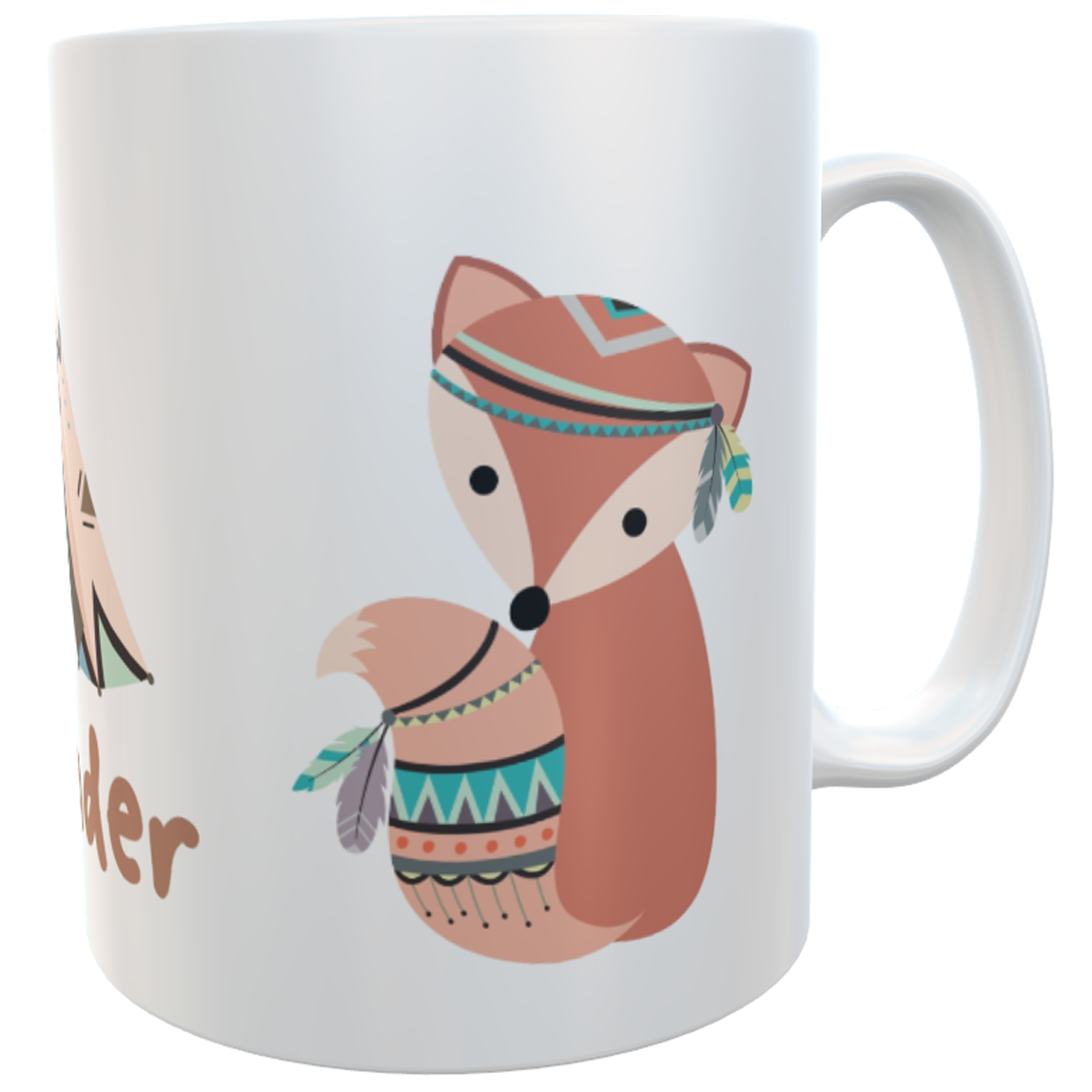 Namenstasse Fuchs und Hirsch- personalisierte Kindertasse, Henkeltasse
