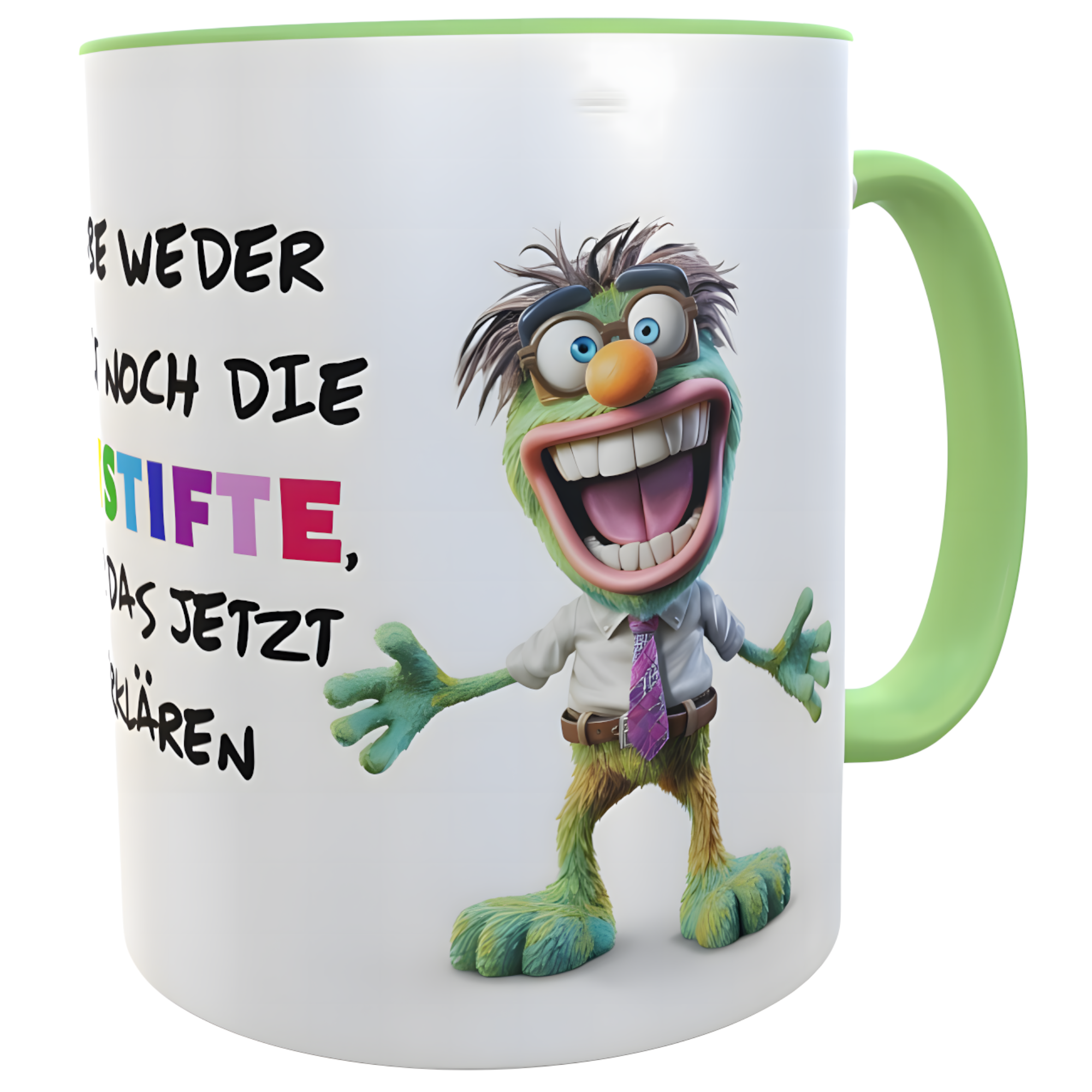 Freche Bürotasse mit lustigem Spruch gegen nervige Kollegen