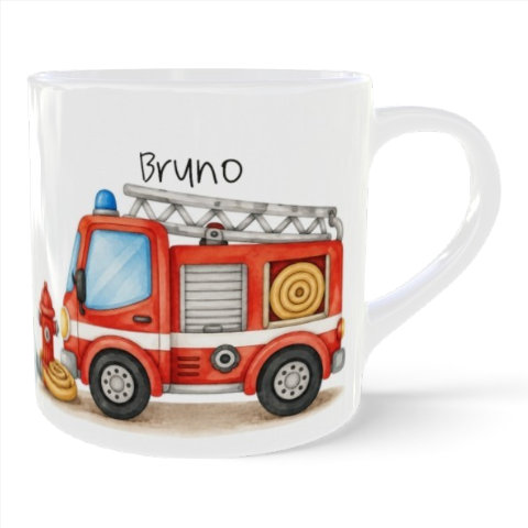 Personalisierte Kindertasse Feuerwehr mit Namen – 180 ml Kunststoff