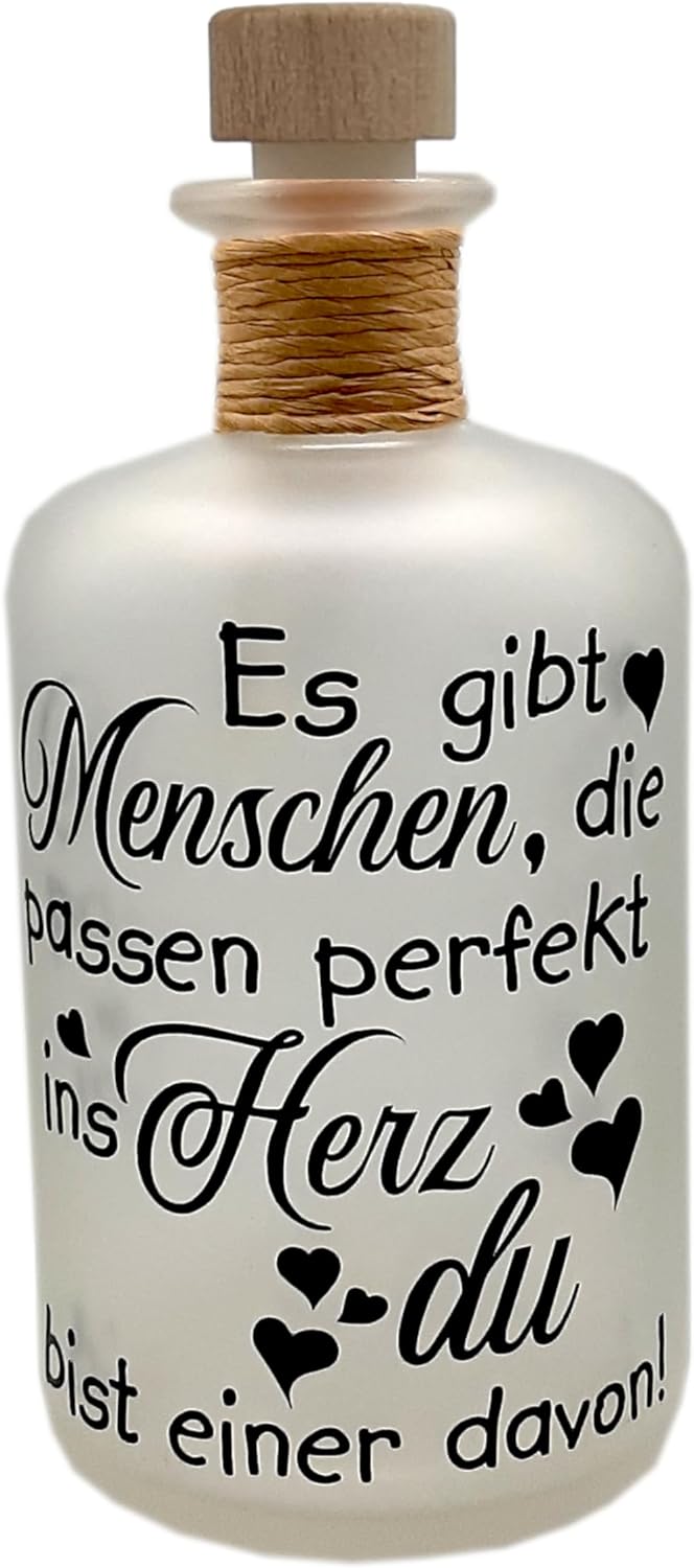 Dekoflasche mit Herzensspruch, Freundegeschenk, 16 cm