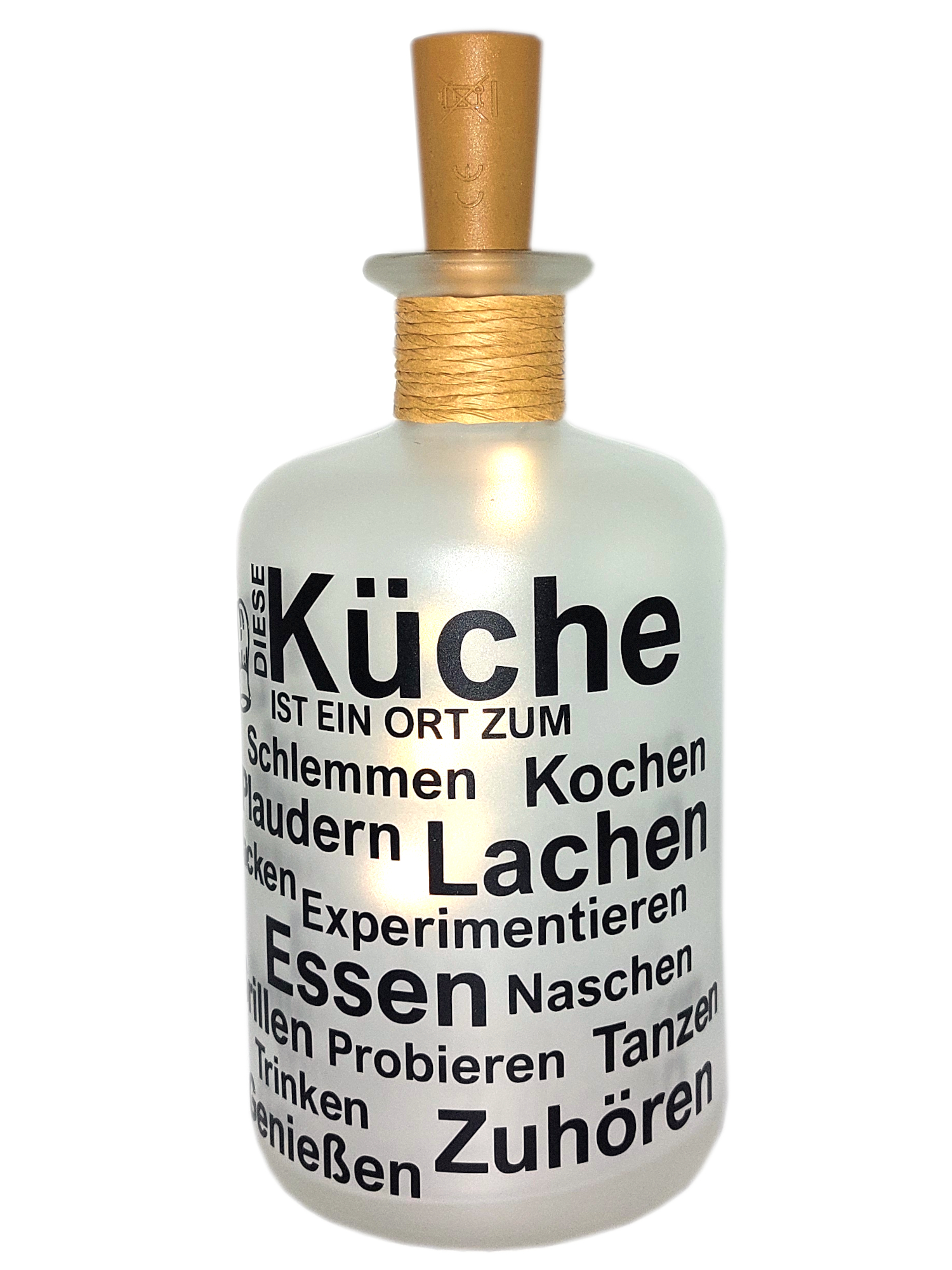 LED-Leuchtflasche Küche mit Sprüchen Geschenk Geburtstag Geschenkflasche