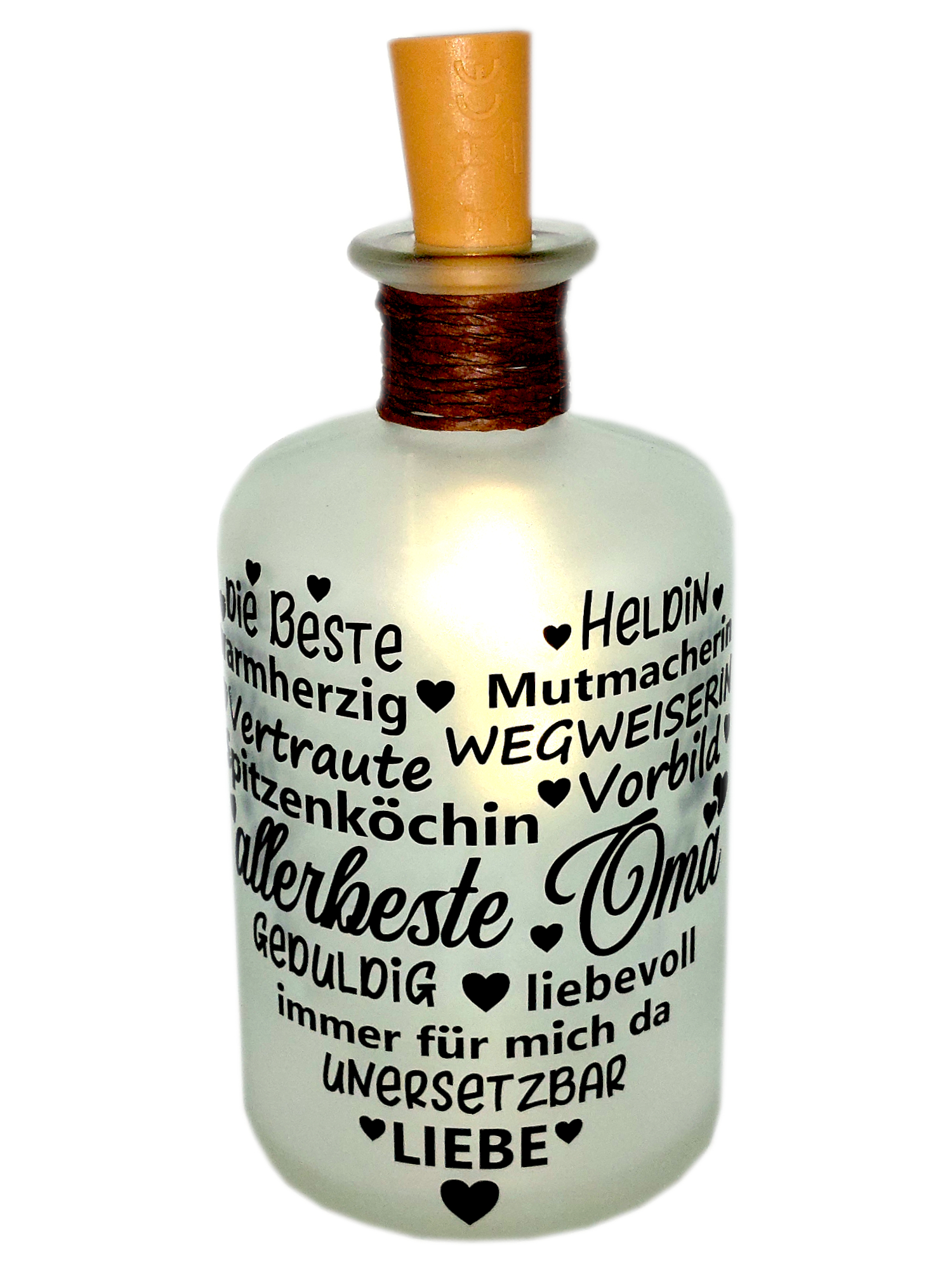 LED-Leuchtflasche allerbeste Oma Geschenk Mama Oma Geschenkflasche