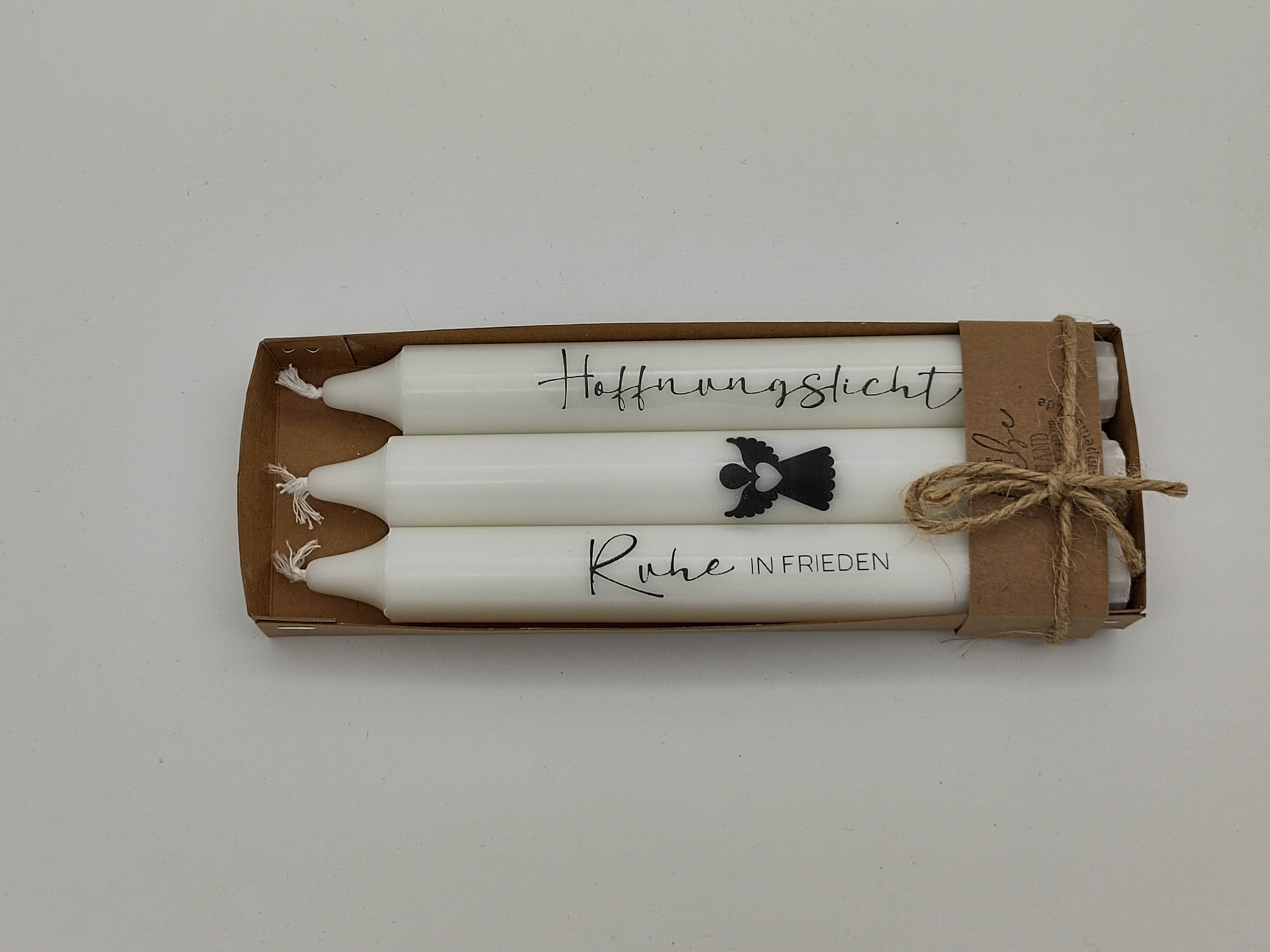 Trauerkerzen-Set 'Gedenklicht' - 3 Stück mit Motiven und Sprüchen