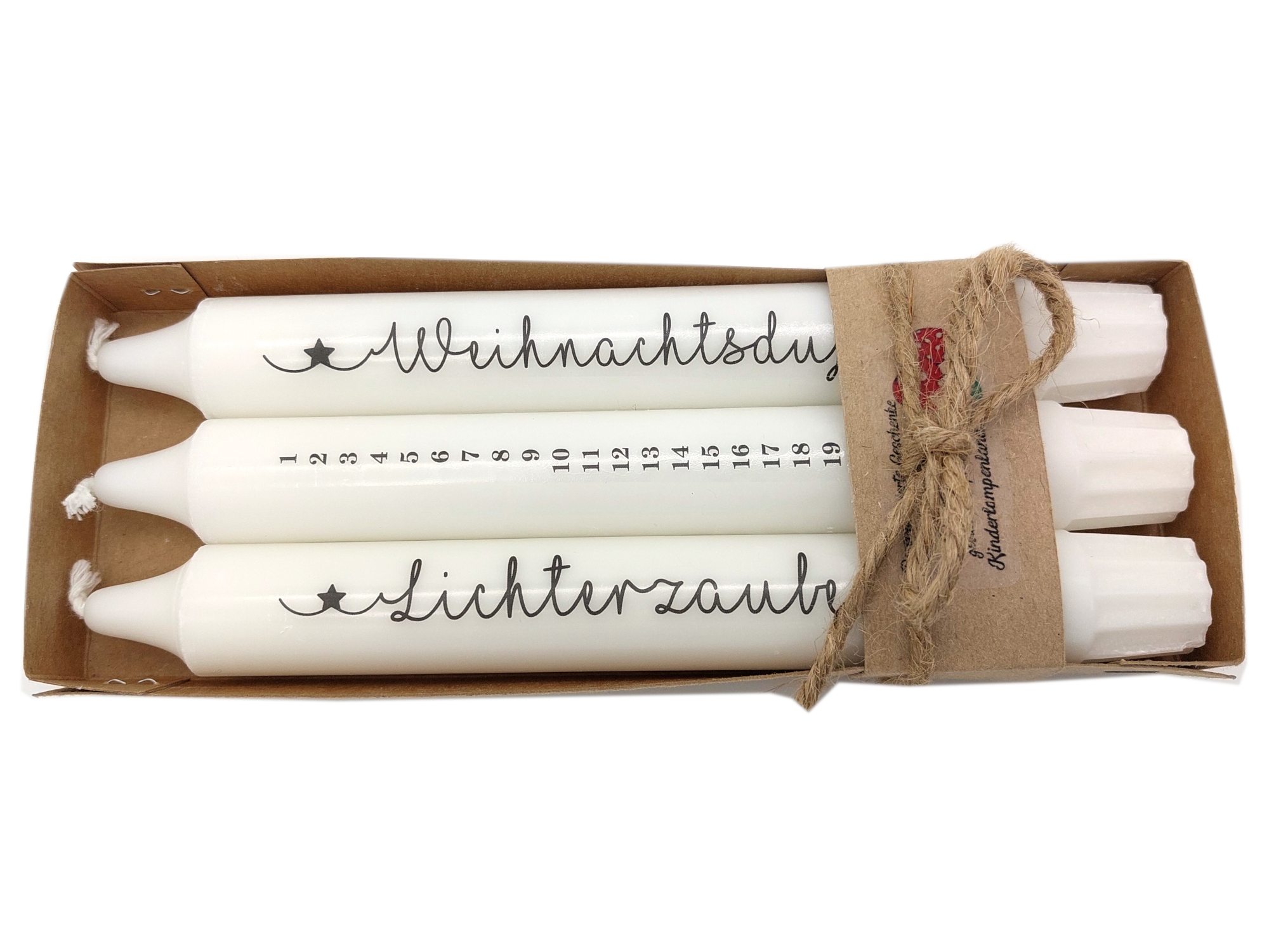 Kerzen mit Spruch für die Adventszeit und Weihnachten 3er-Set