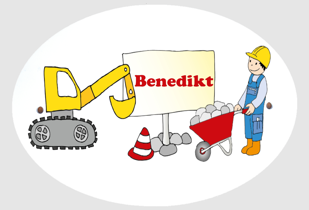 Personalisiertes Türschild Baustelle mit Wunschname