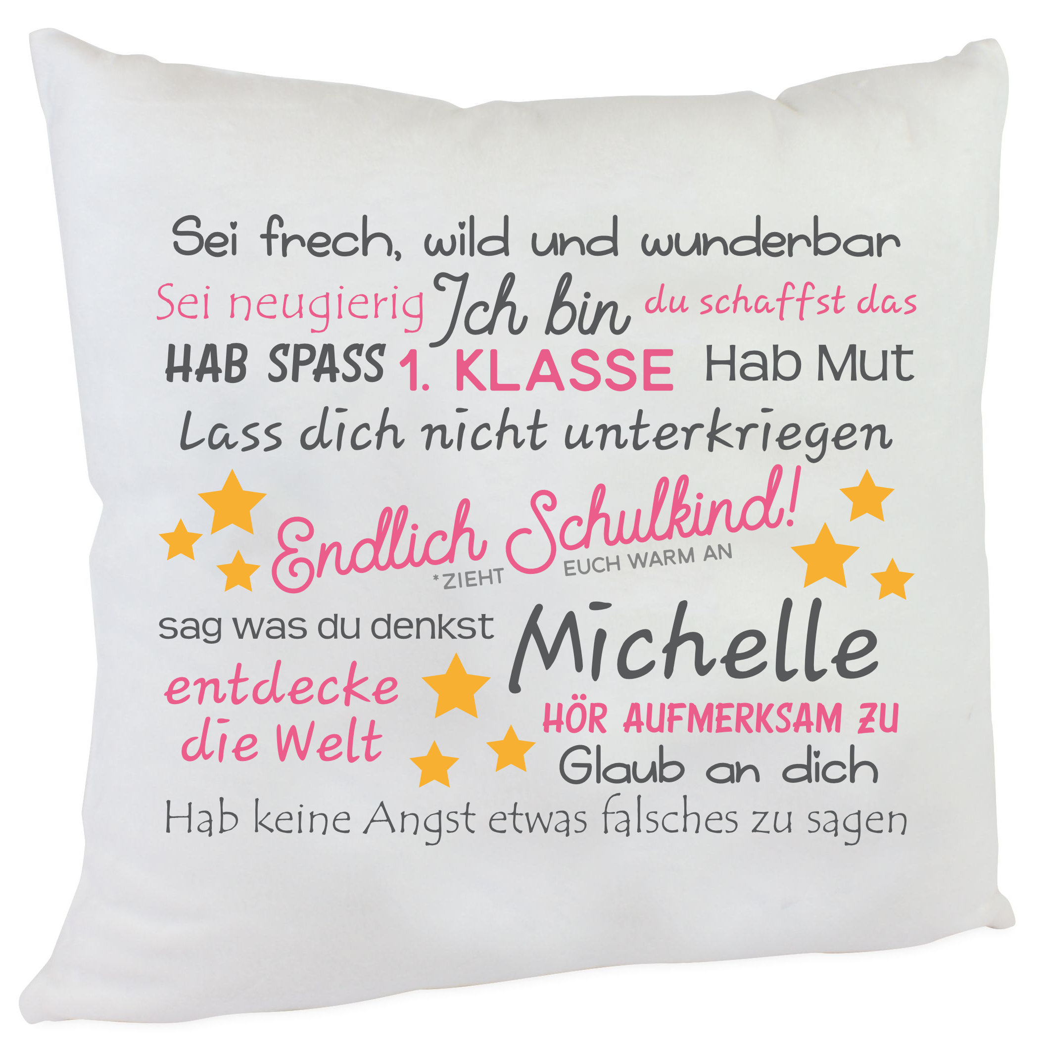 personalisiertes Kissen zur Einschulung Mädchen