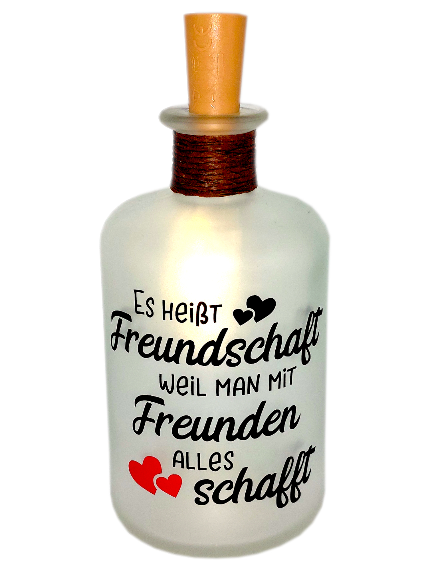 LED-Leuchtflasche Freunde rot Geschenk schwarz