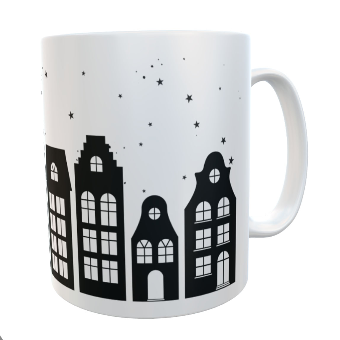 Kaffeetasse Häuser mit Sternen weiß