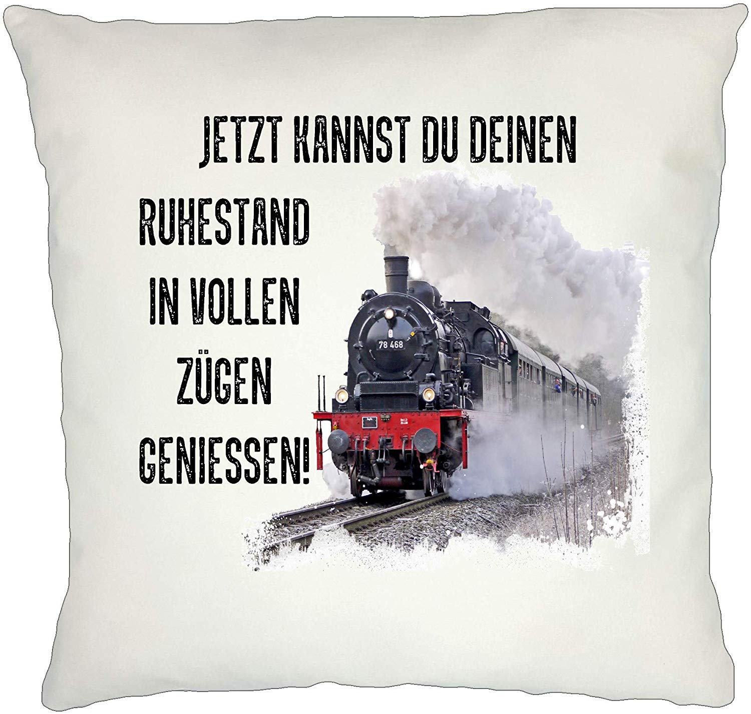 Kissen Ruhestand Dampflok Abschiedsgeschenk flauschig