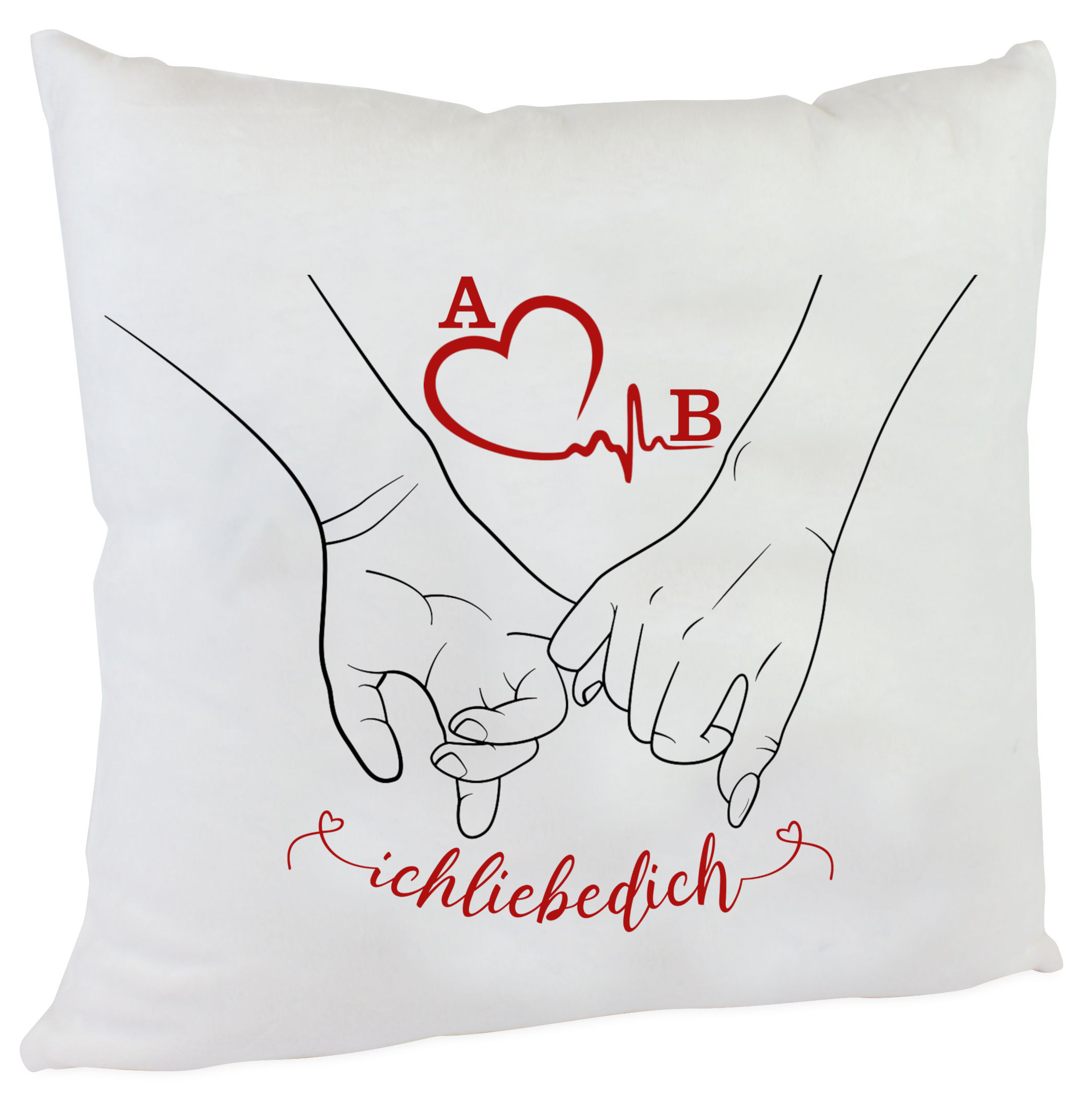 personalisiertes Kuschelkissen Valentinstag Hände Name