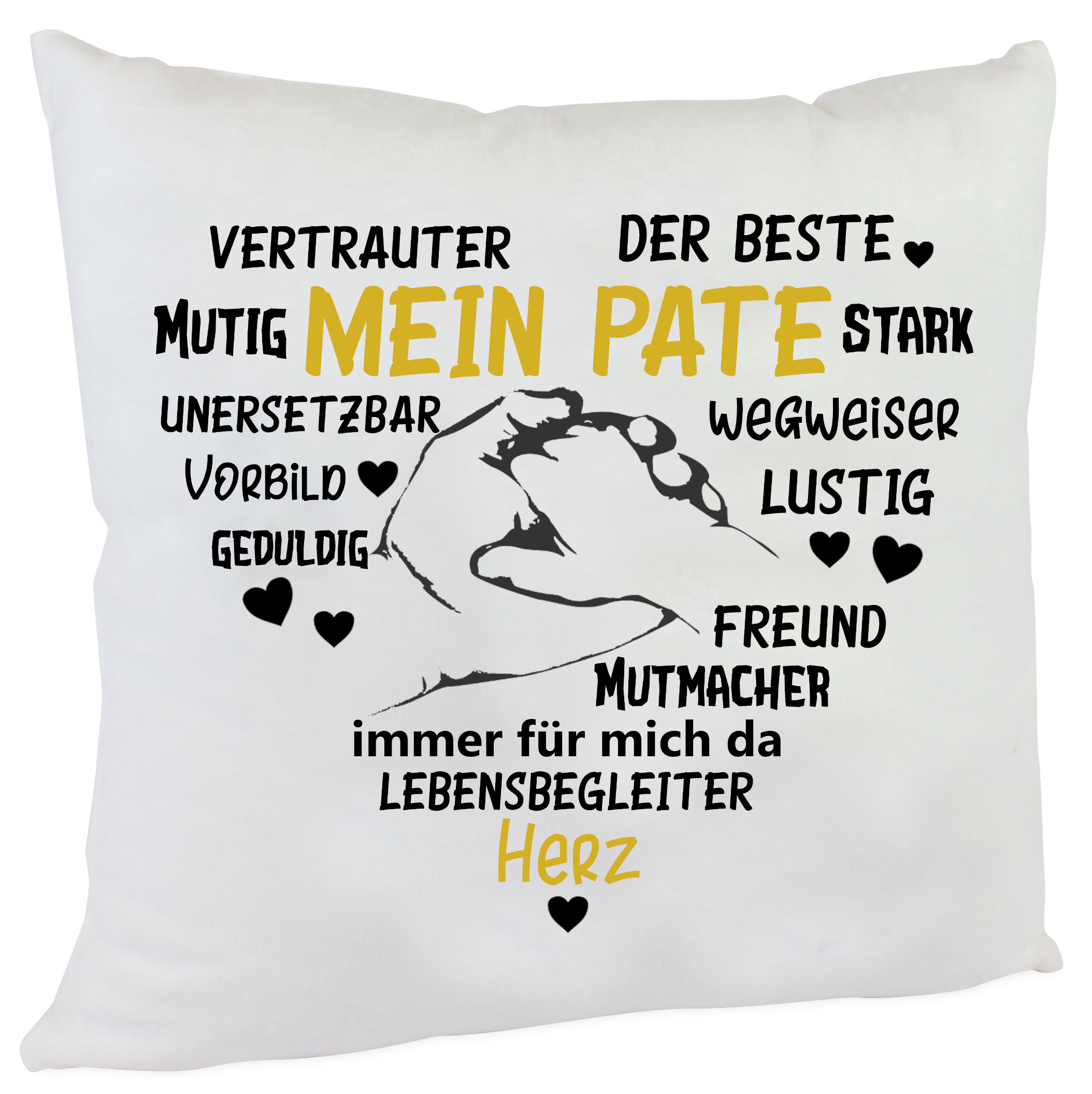 Kissen mein Pate Herz gold