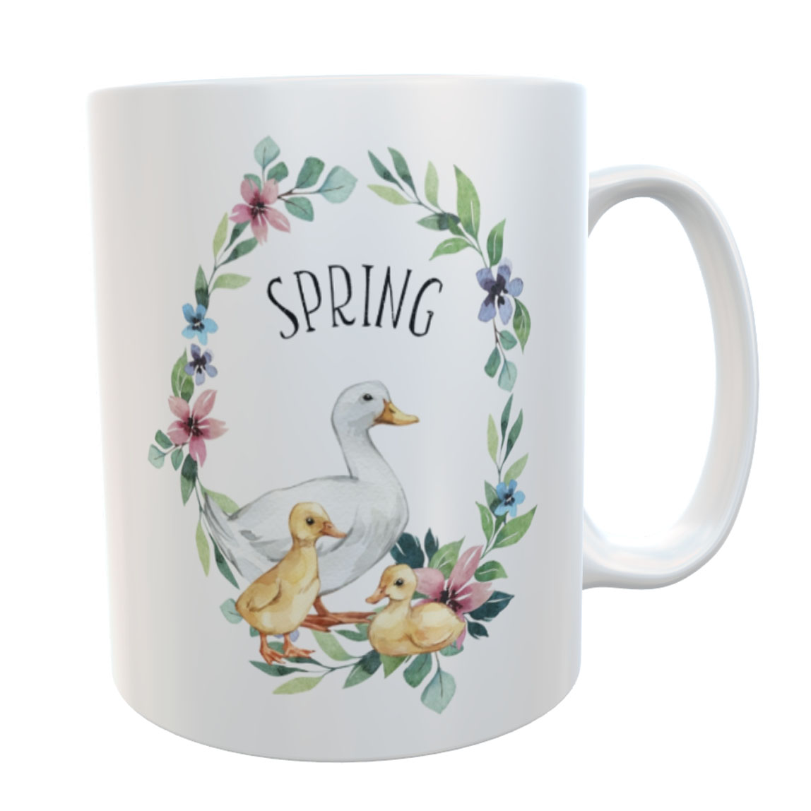 personaliesierte Tasse Ente Spring mit Blumen
